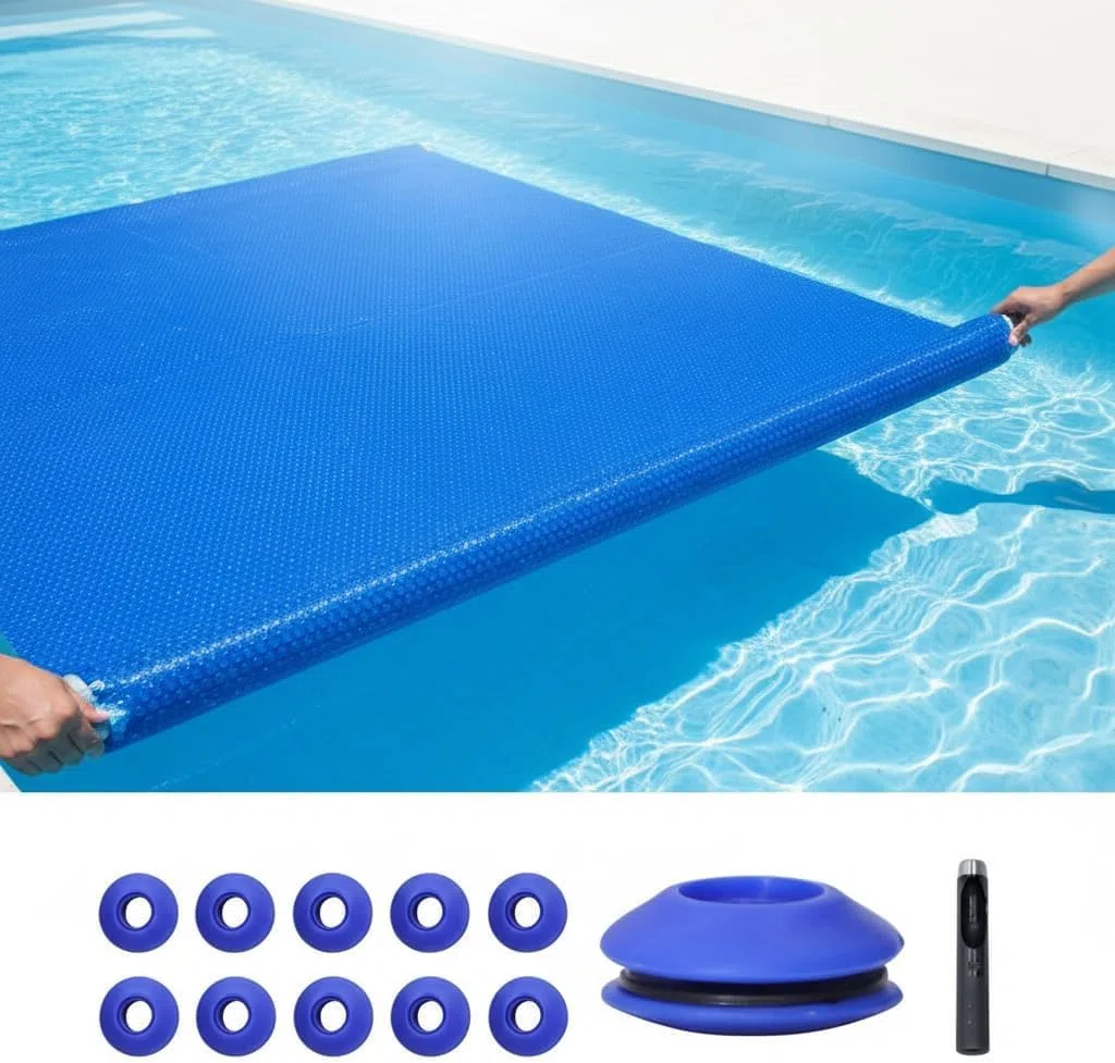 Mucola Solarfolie Pool rund Ø 549cm Blau mit Ösen – Poolabdeckung Solarplane 400μ Stärke | Wärmeisolierung Verdunstungsschutz, Schwimmbadfolie zuschneidbar für Aufstellpool Framepool