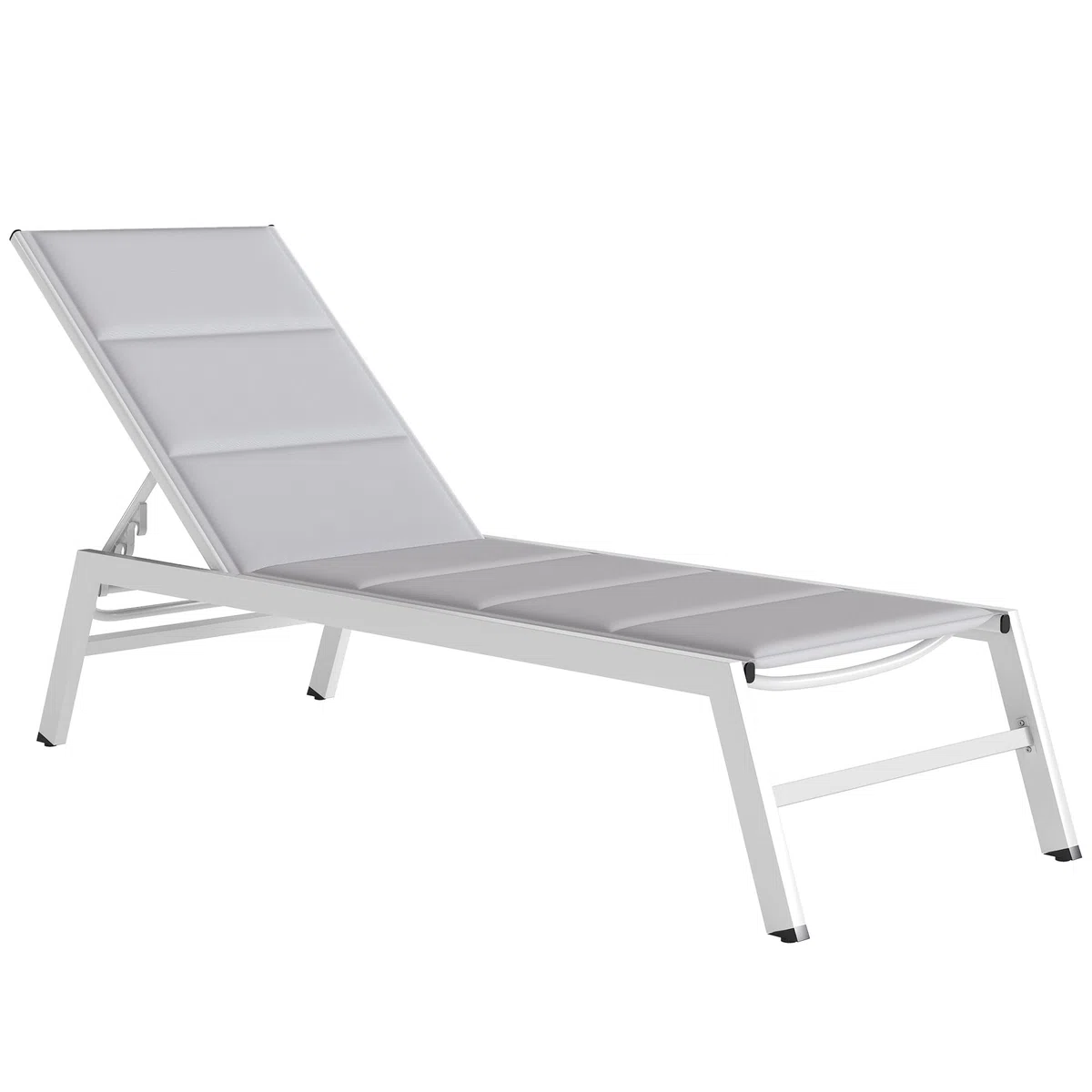 Outsunny Sonnenliege Breite Gartenliege mit 6-Fach Verstellbar Hellgrau | Atmungsaktive Rückenlehne, Aluminiumrahmen, Gepolsterter Liegestuhl, Relaxliege Bis 120 kg, Garten Terrasse Pool