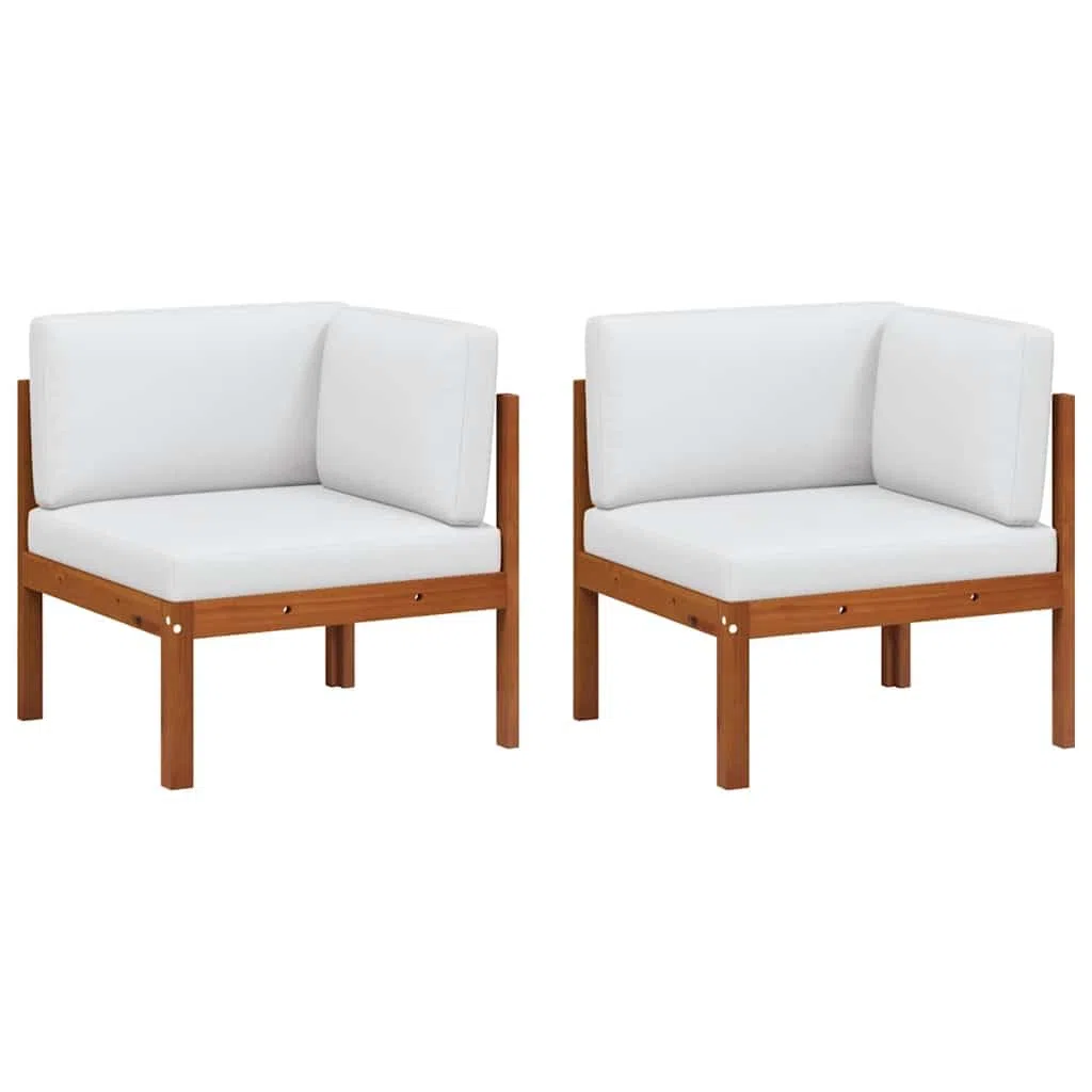 vidaXL 2X Akazienholz Massiv Garten Ecksofa mit Auflagen Sofa Lounge Gartensofa Sessel Gartensessel Einzelsofa Gartenmöbel Terrasse