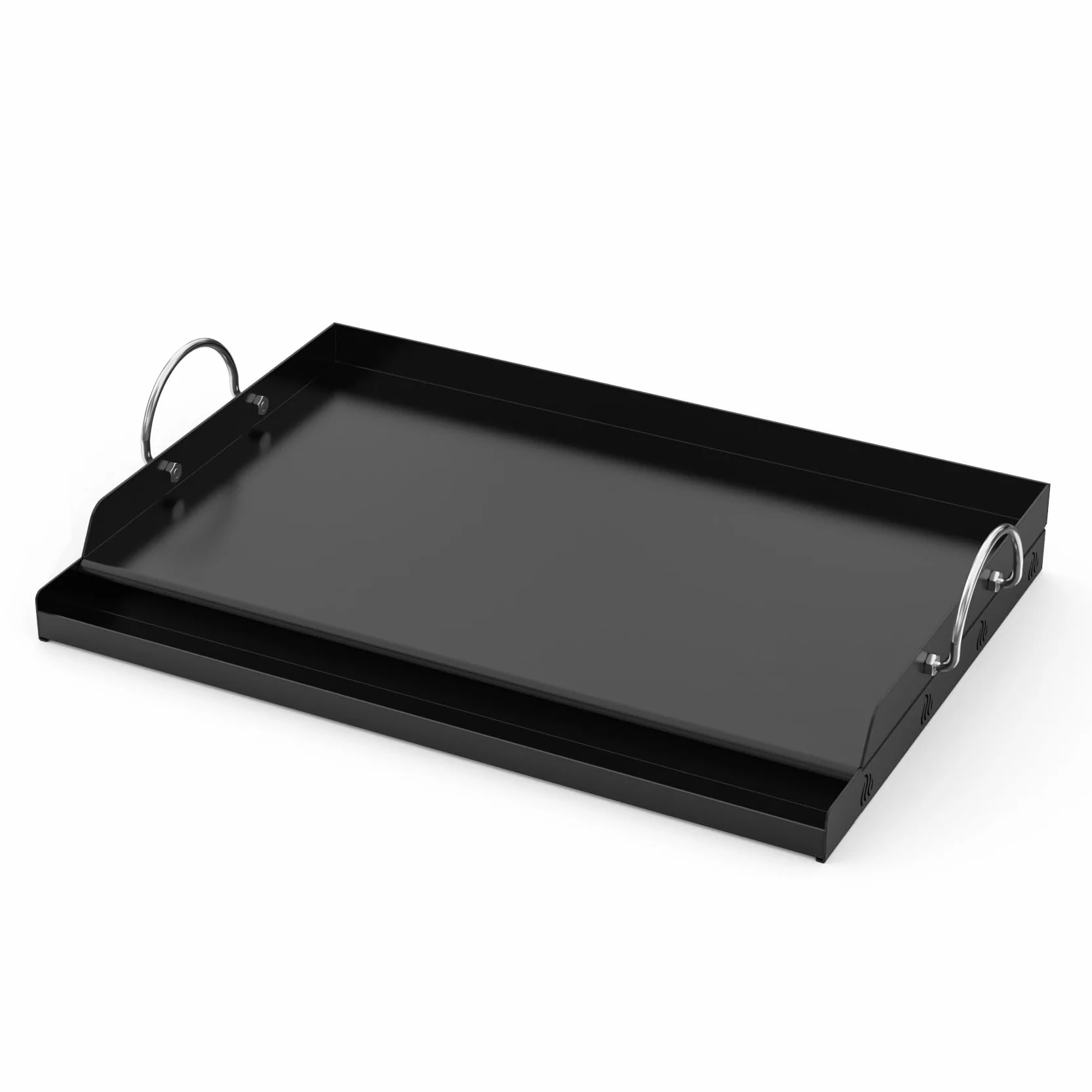 onlyfire Keramische Grillplatte, BBQ Plancha für Gasgrill und Holzkohlegrill, Universal Grillplatten, Antihaftbeschichtung, Abnehmbarer Griff, 58,5 x 40,5 x 7cm, Schwarz | Rechteckige Grillplatte Plancha mit Abtropfschale für die meisten BBQ Gasgrills und