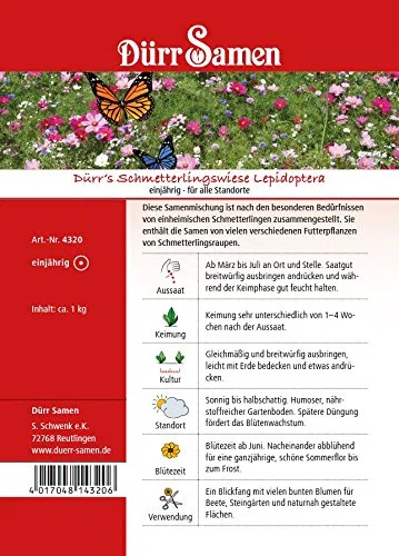 Dürr-Samen - Blumenmischung Schmetterlingswiese Lepidoptera 1 kg einjährig Saatgut