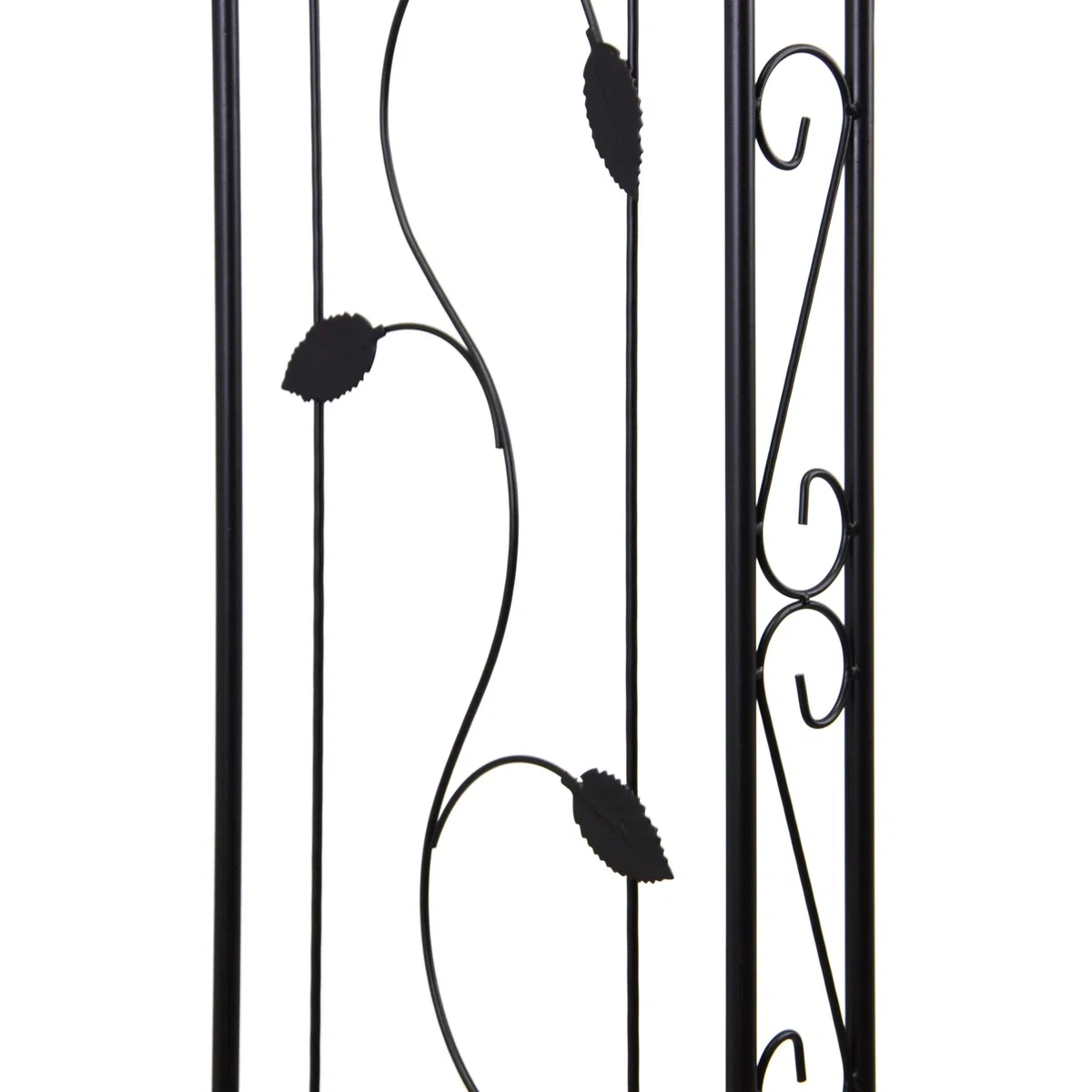 Rosenbogen Torbogen Rankhilfe Pergola Spalier Tor für Rosen Blumen Garten Terrasse Weinblatt-Design aus Metall 250 cm schwarz