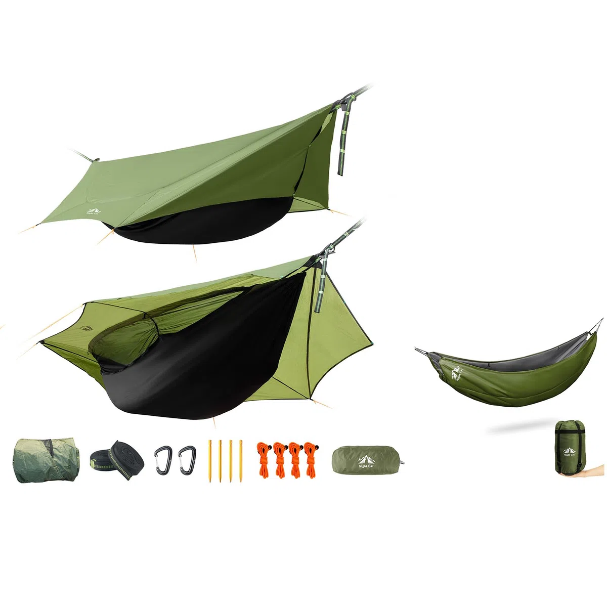 Night Cat Hängematte Zelt 1 Person Mit Moskitonetz und Tarp wasserdichte und Teleskop