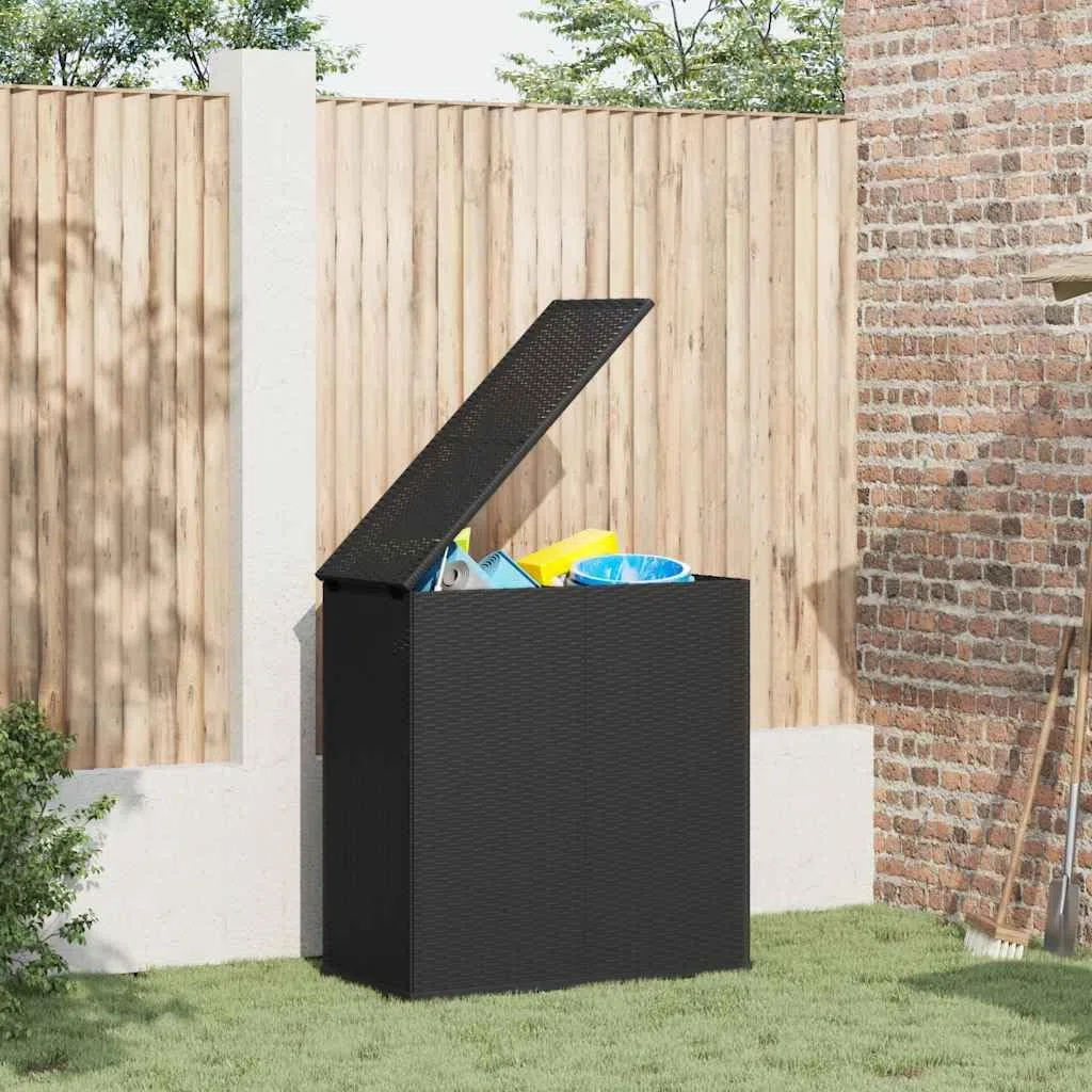 Garten-Kissenbox PE Rattan 100x49x103,5 cm Schwarz mit wasserabweisender Innentasche und stabiler Rahmenkonstruktion für Aufbewahrung