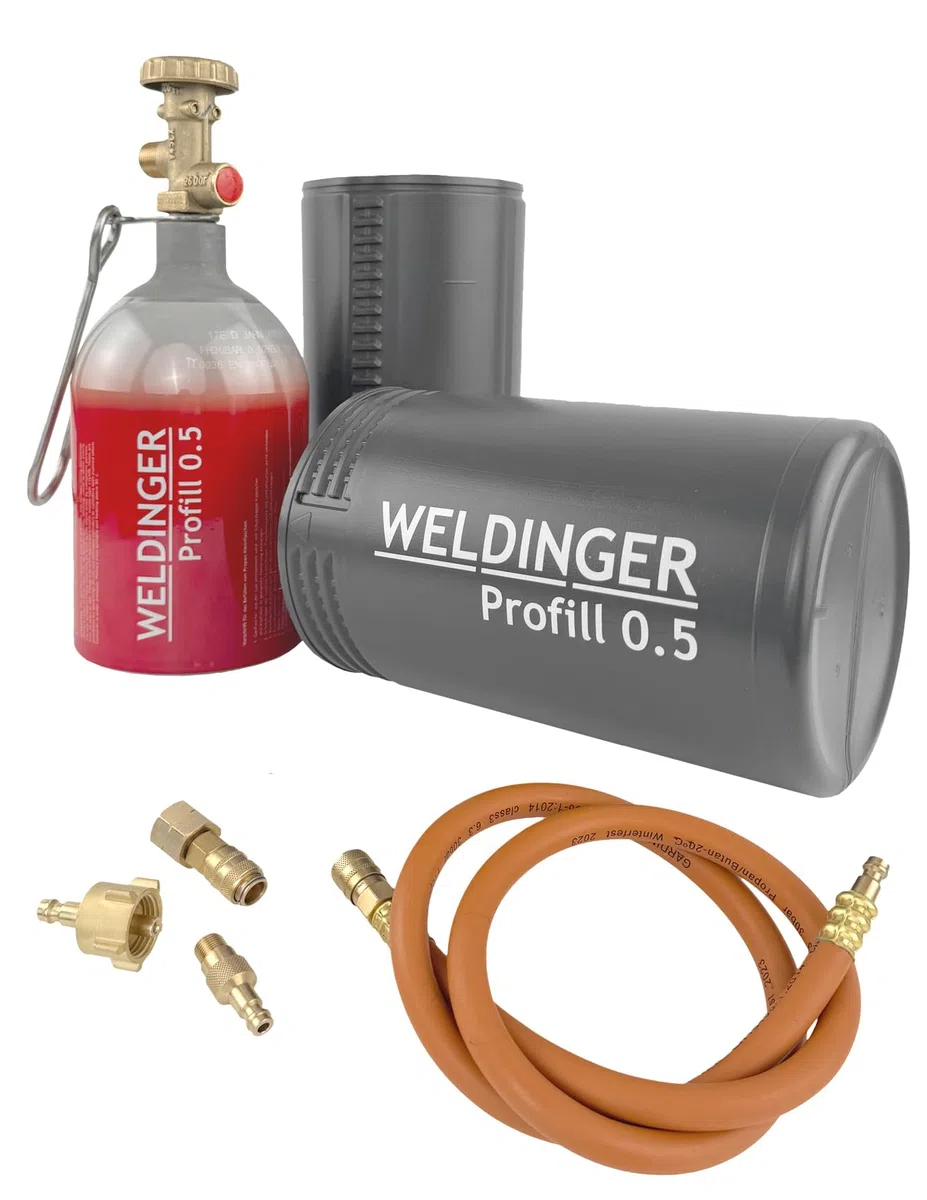 WELDINGER Aktionsset Profill 0.5/0,425 kg Umfüllset Schnellkupplungen