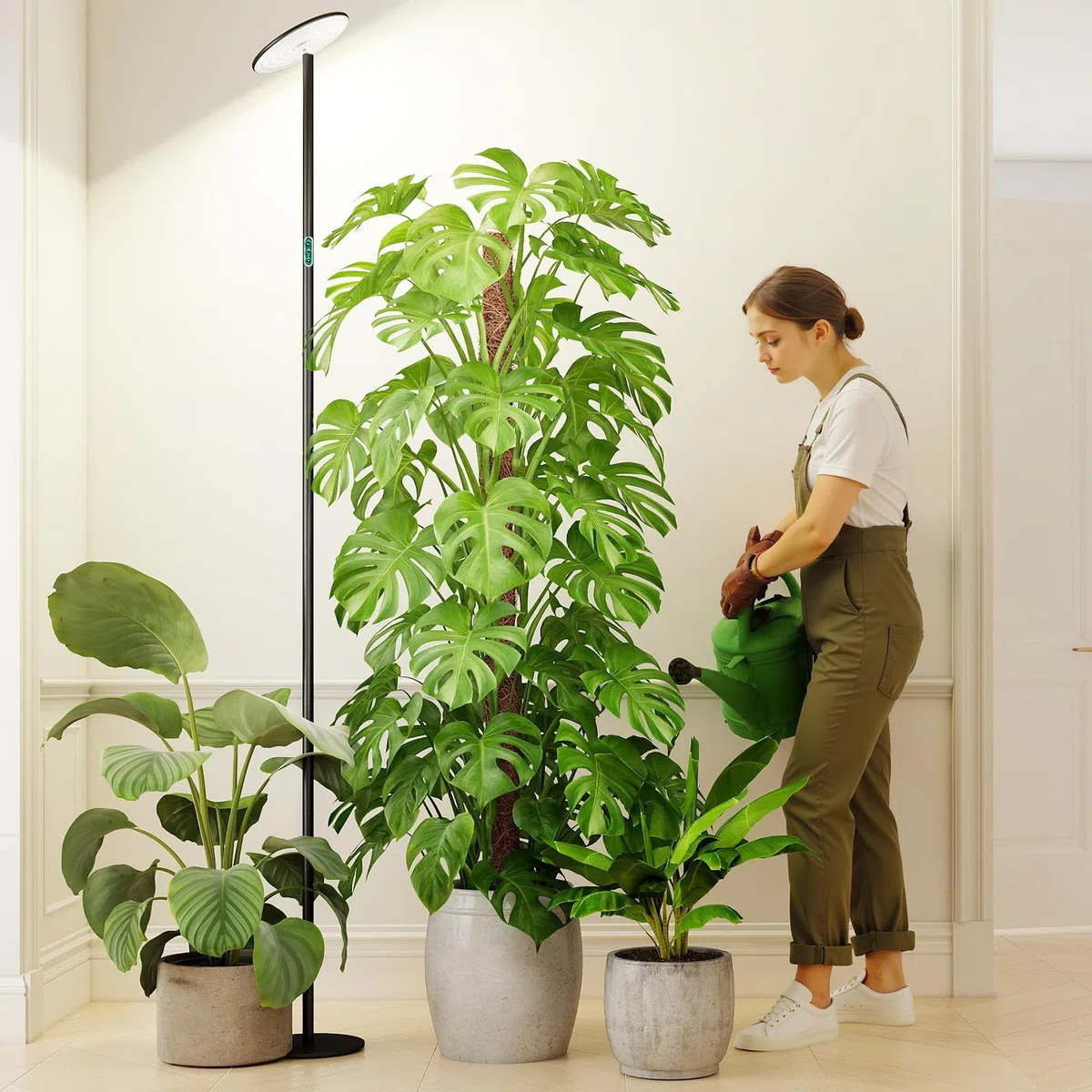 LED Pflanzenlampe für Zimmerpflanzen, 216 cm Stehlampe mit 60W, 1–24H Tageszyklus-Timer, LCD-Steuerung, dimmbar, Pflanzenlicht für große Zimmerpflanzen