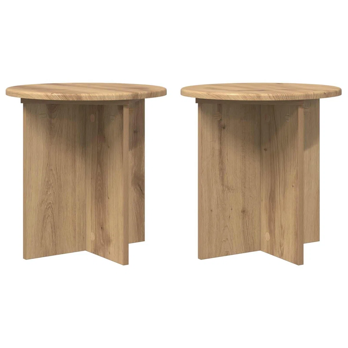 Pflanzenständer 2er Set Holzwerkstoff Blumentisch Artisan-Eiche 40x40x40 cm Eckig Blumenhocker Indoor Pflanzensäule für Wohnzimmer Büro Pflanzkübelhalter Erhöhung