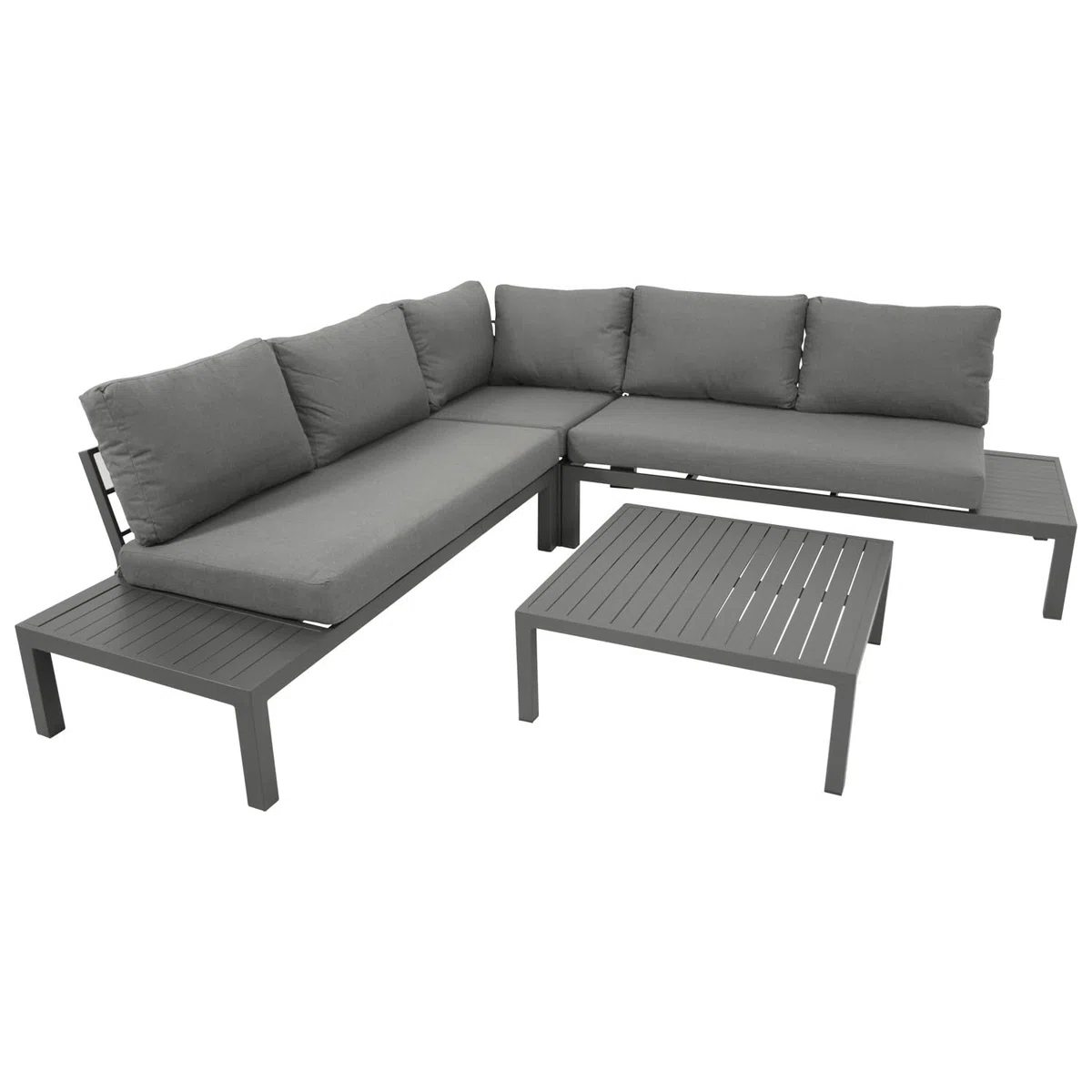 DEGAMO Ecklounge Set ROVIGNO, Aluminium anthrazitfarben, mit Kissen grau, 234x234cm, wetterfest, Outdoor