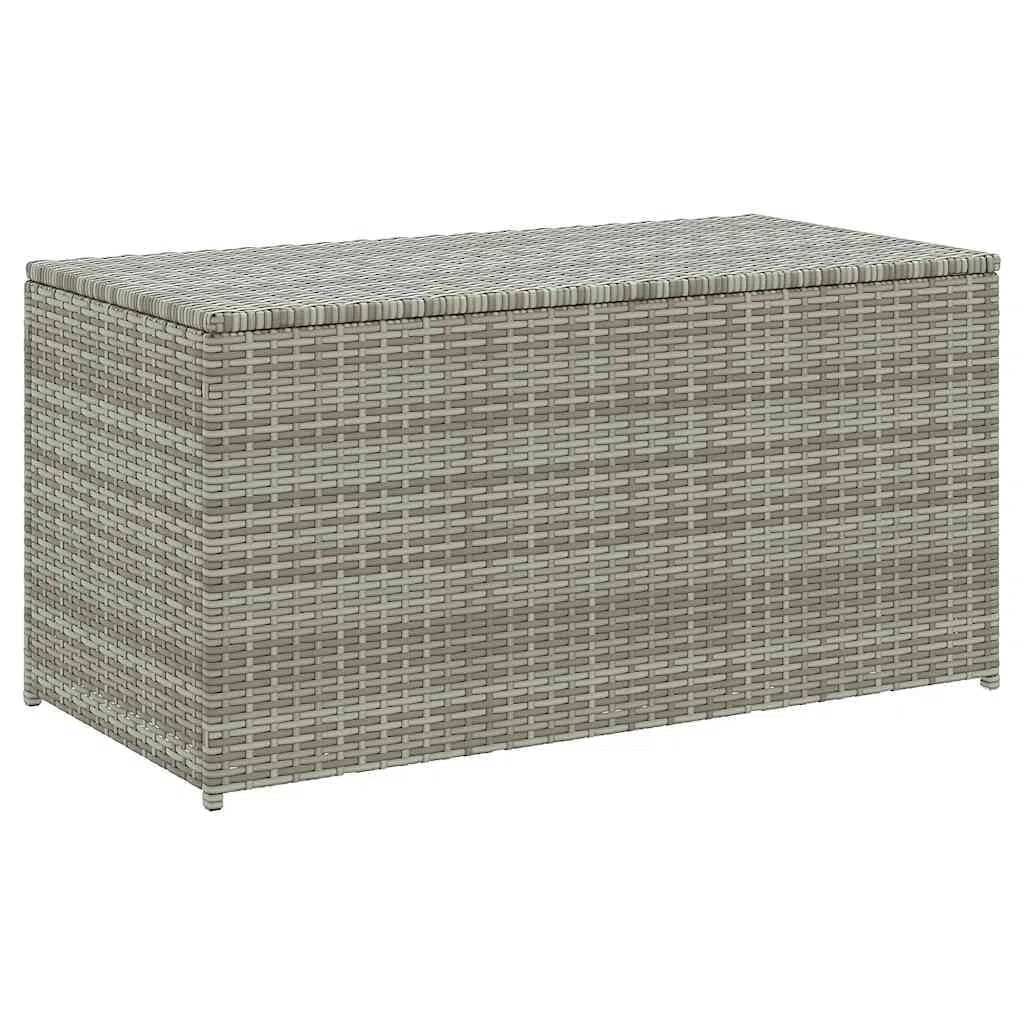 Poly Rattan Aufbewahrungsbox 100x50x50 cm Grau, Geräumige Gartenbox mit Staubschutz Innenfutter und Standbeinen für Möbelkissen, Auflagen, Decken und Gartenbedarf,