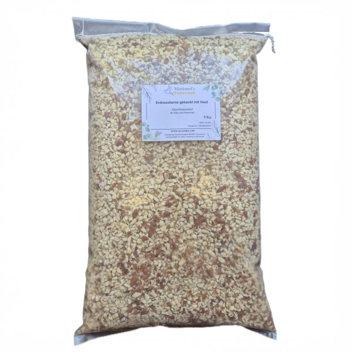 Erdnusskerne gehackt mit Haut, Erdnüsse für Vögel, Vogelfutter, Top-Futterqualität (2x10 Kg)