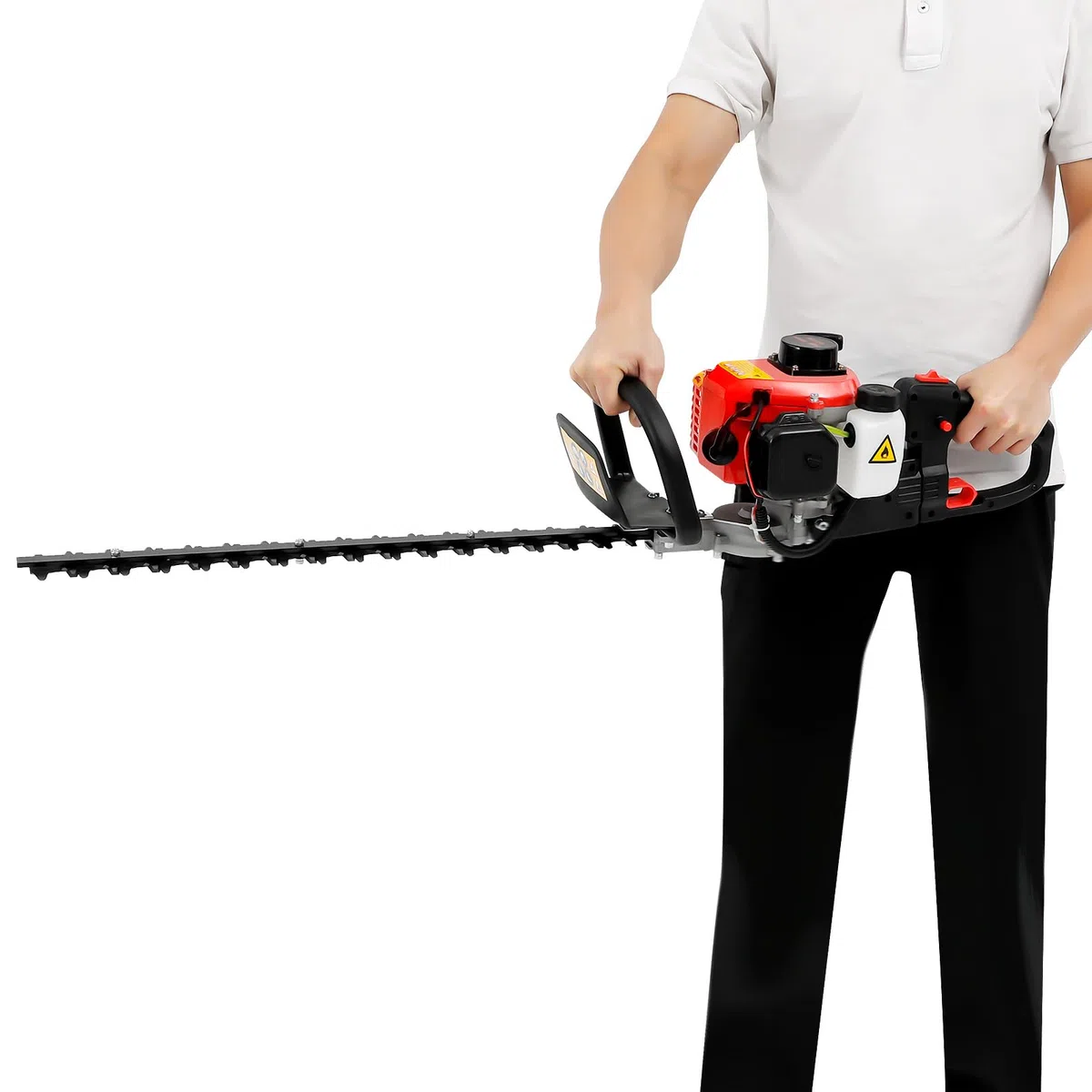 Heckenschere Benzin, verlängerte doppelseitige Klinge aus Manganstahl, 560 mm Schnittlänge, ergonomischer Griff, starker 2-Takt-Motor