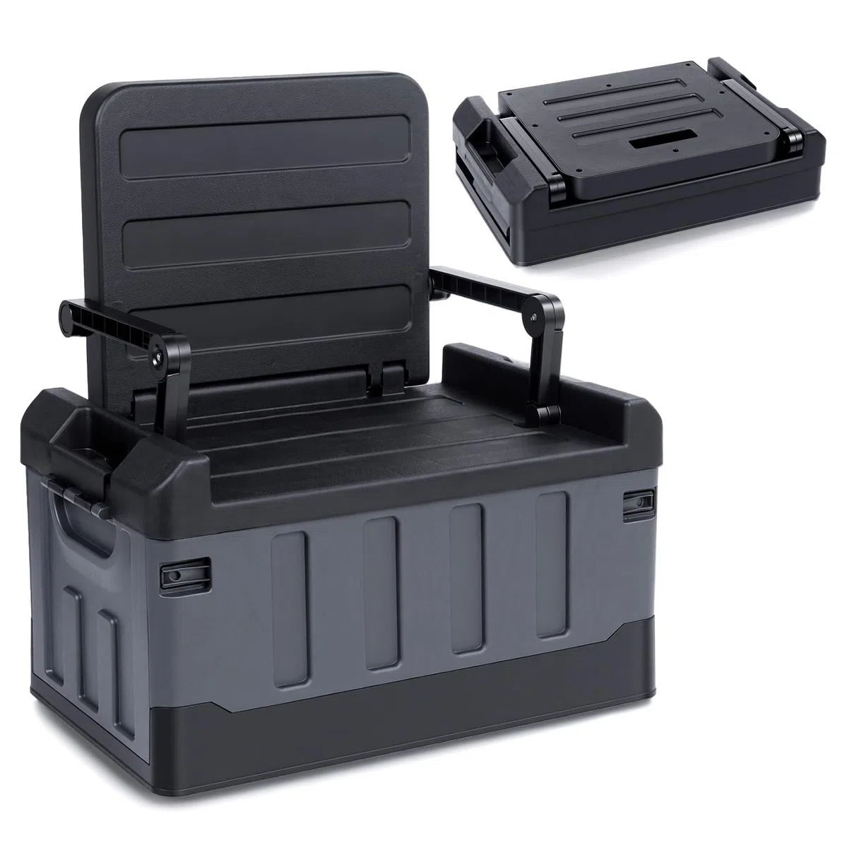 2-in-1 Aufbewahrungsbox und Klappstuhl Faltbarer Auflagenbox Wasserdicht | Aufbewahrungsbox mit Deckel Wetterfest Rutschfest Gartenbox 150 kg Tragfähigkeit Kunststoff Box für Camping Alltag