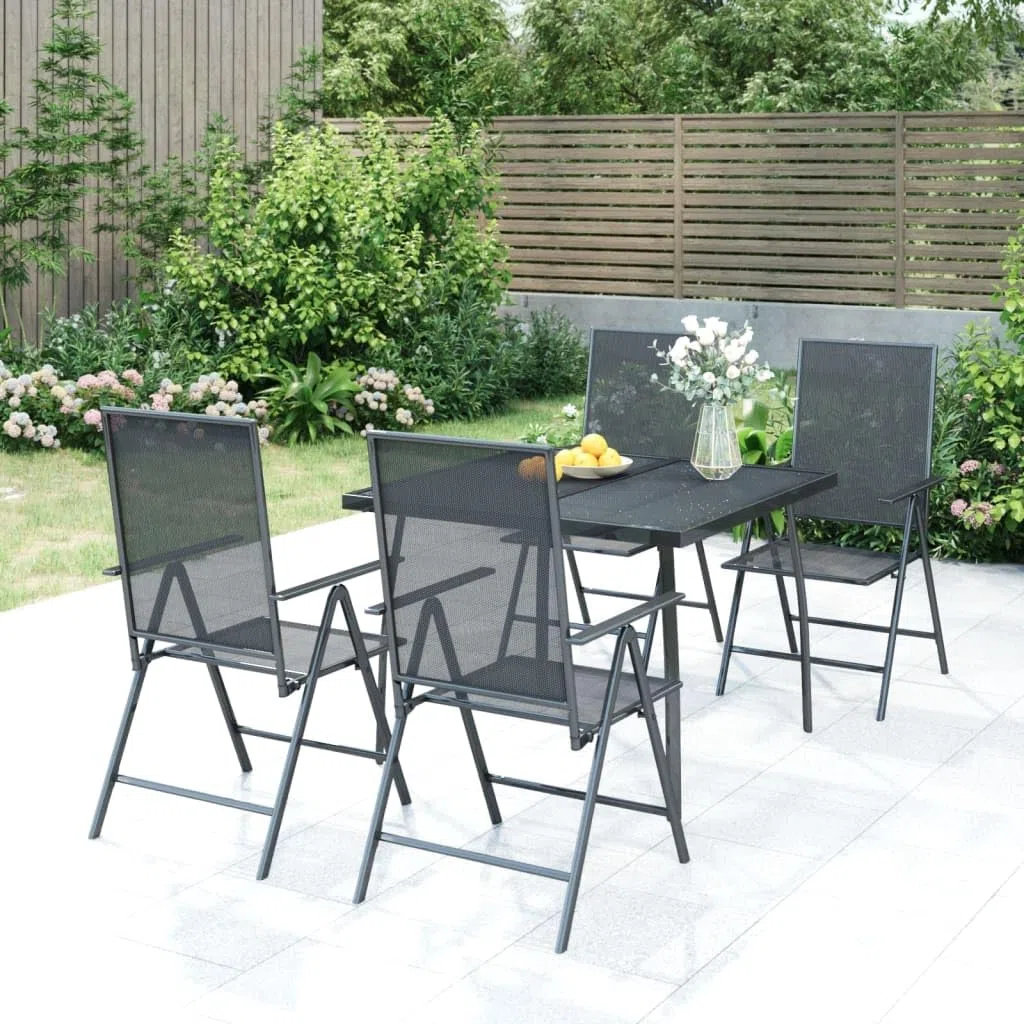 Gartenlounge Set Loungemöbel 5-TLG. Garten-Essgruppe Anthrazit Stahl
