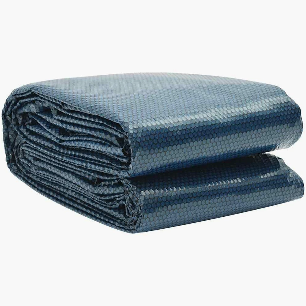 Treibende Pool-Solarplane PE 450x220 cm Schwarz Blau mit Luftkammern, UV-beständig und reißfest, Schwimmbadfolie für Erwärmung, Isoliermatte zur Reduzierung von Verdunstung und
