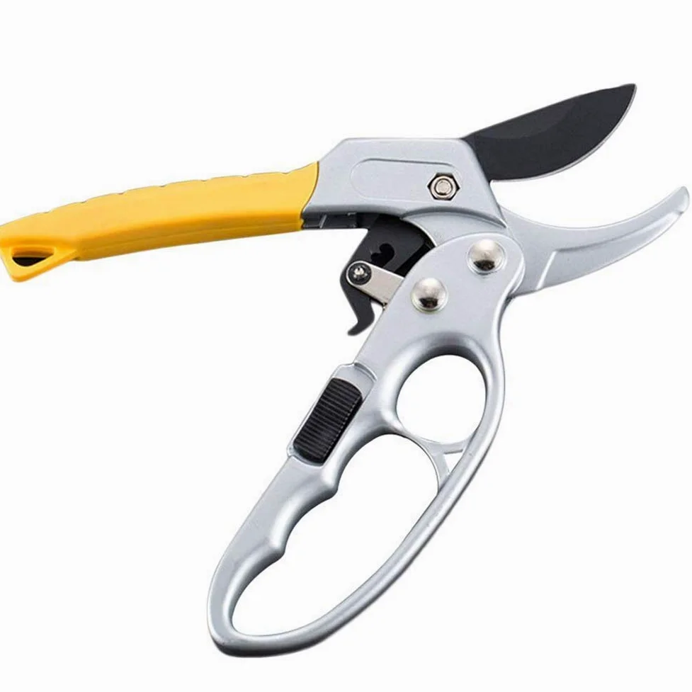 Ratschen-Handschere, Gartenschere mit rutschfestem, ergonomischem Griff, handpflegende Baumschere, Gartenschere, Mehrzweck