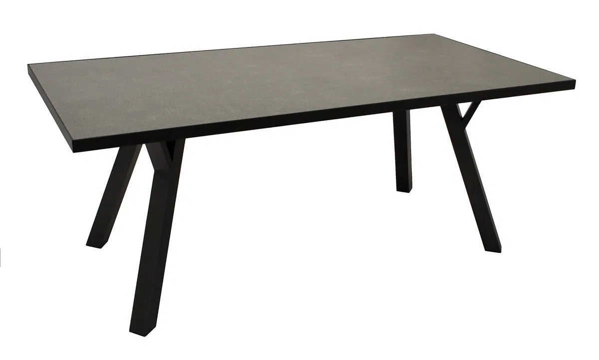 DEGAMO Gartentisch MANCIANO 90x180cm, Gestell Aluminium dunkelgrau, Tischplatte Glas in Keramikoptik dunkelgrau, wetterfest