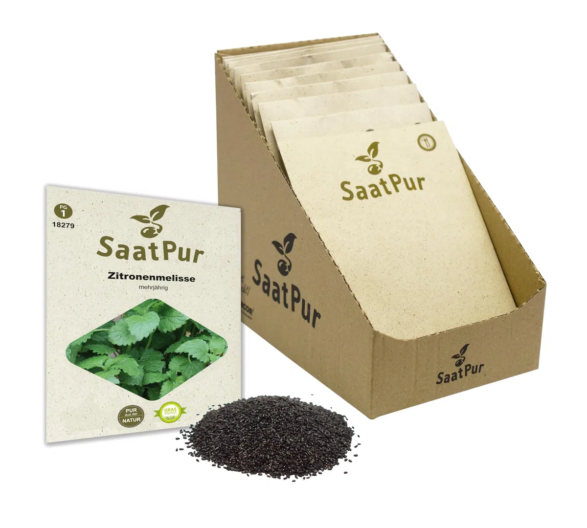 SaatPur Zitronenmelisse Samen, Saatgut - Kleines Tray mit 25 Portionstüten für je ca. 250 Pflanzen