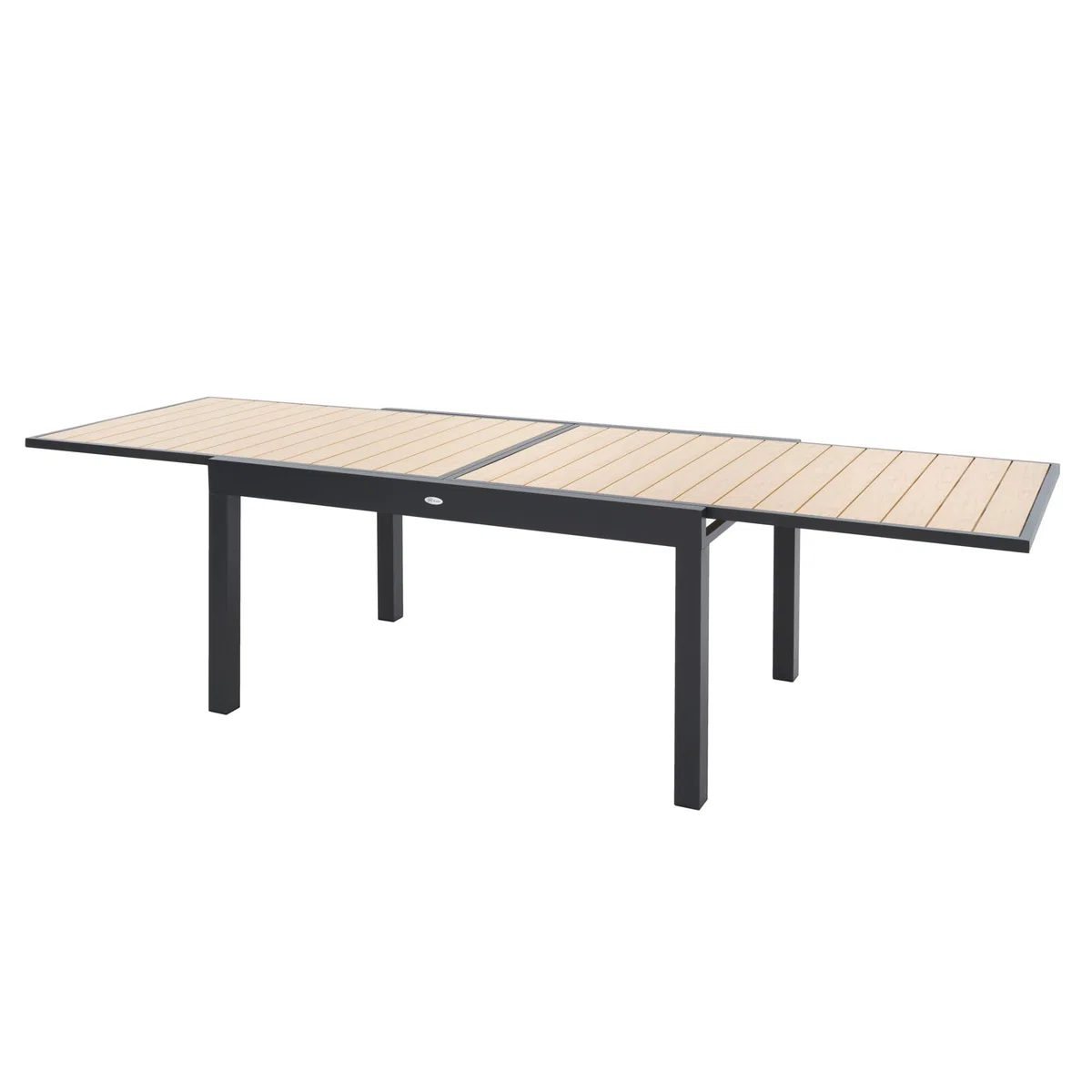 di volio Gartentisch ausziehbar 135-270 cm Aluminium bis 12 Personen Galipo | Kunstholzplatte, Holzoptik, 2 Nivellierfüße, 150 kg belastbar, UV-beständig, korrosionsbeständig, pflegeleicht, rechteckig