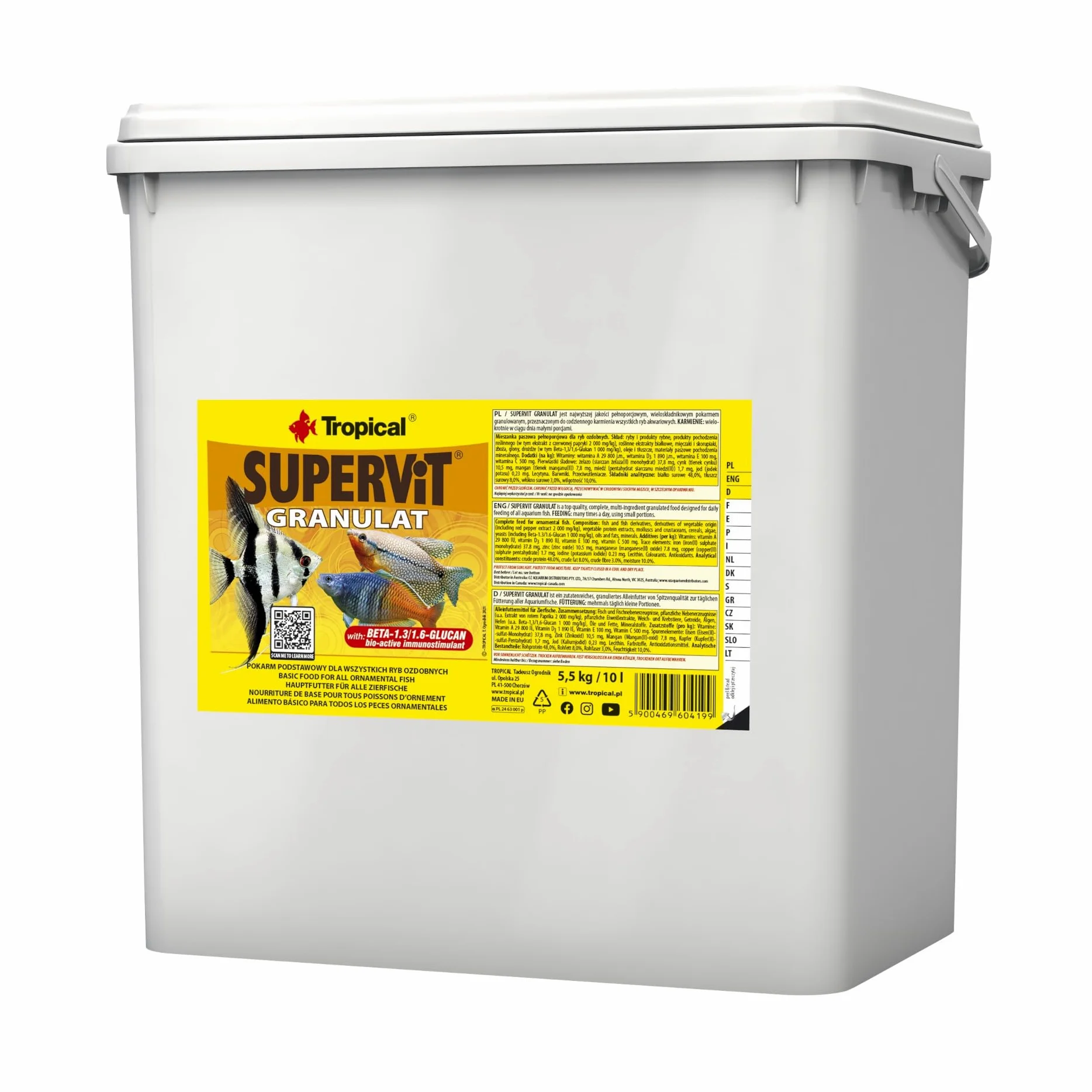 Tropical Supervit Granulat Premium Hauptfutter für alle Zierfische, 1er Pack (1 x 10 l)