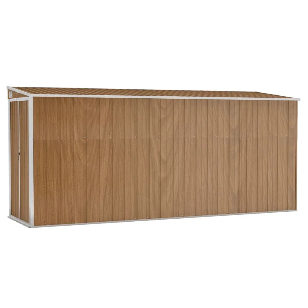 vidaXL Wandmontiertes Gartenhaus Braun 118 x 382 x 178 cm Verzinkter Stahl