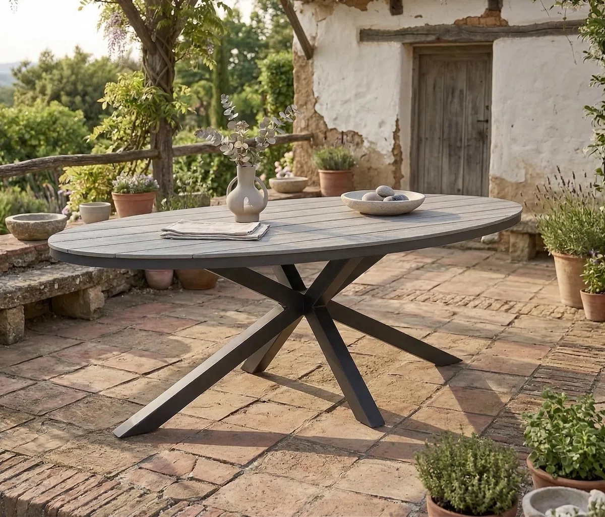 Gardissimo Gartentisch Esstisch Armati Oval 220 x 115 cm Anthrazit | Aluminium Nonwood, Wetterfest, Outdoor, Pflegeleicht
