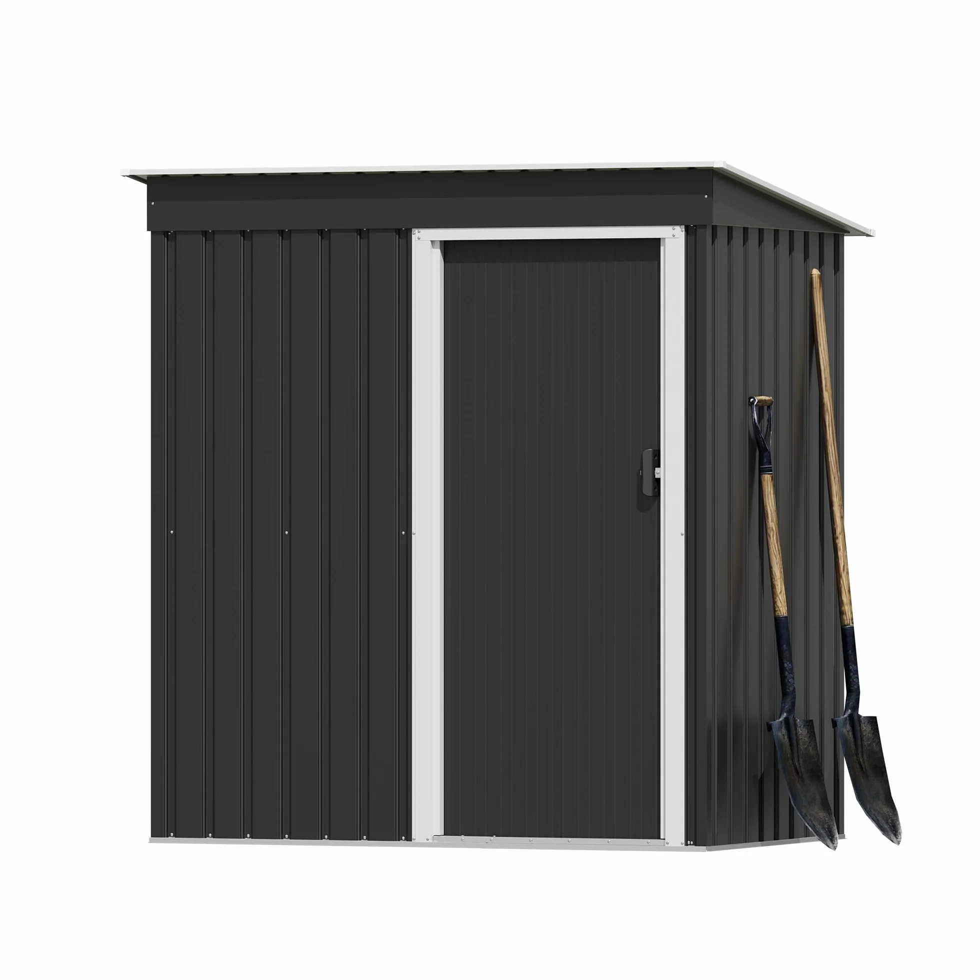 Devoko Geräteschuppen Metall 5x3 FT (2.1 m³), Inkl. Handschuhe, Schiebtür, Anthrazit