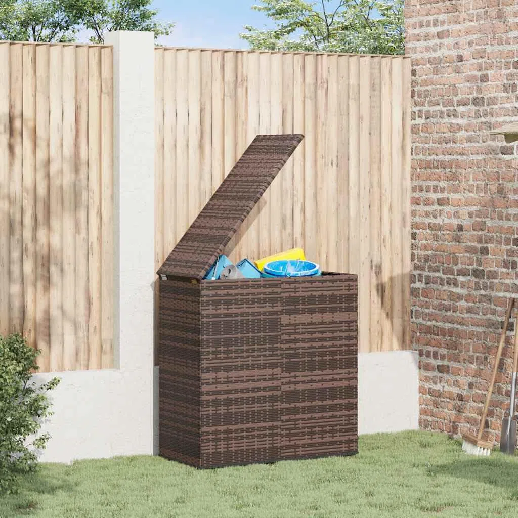 Garten-Kissenbox aus PE-Rattan 100x49x103,5 cm Braun mit wasserabweisender Innentasche und Gasdruckfeder für Aufbewahrung von Kissen, Decken und Handtüchern, robuste