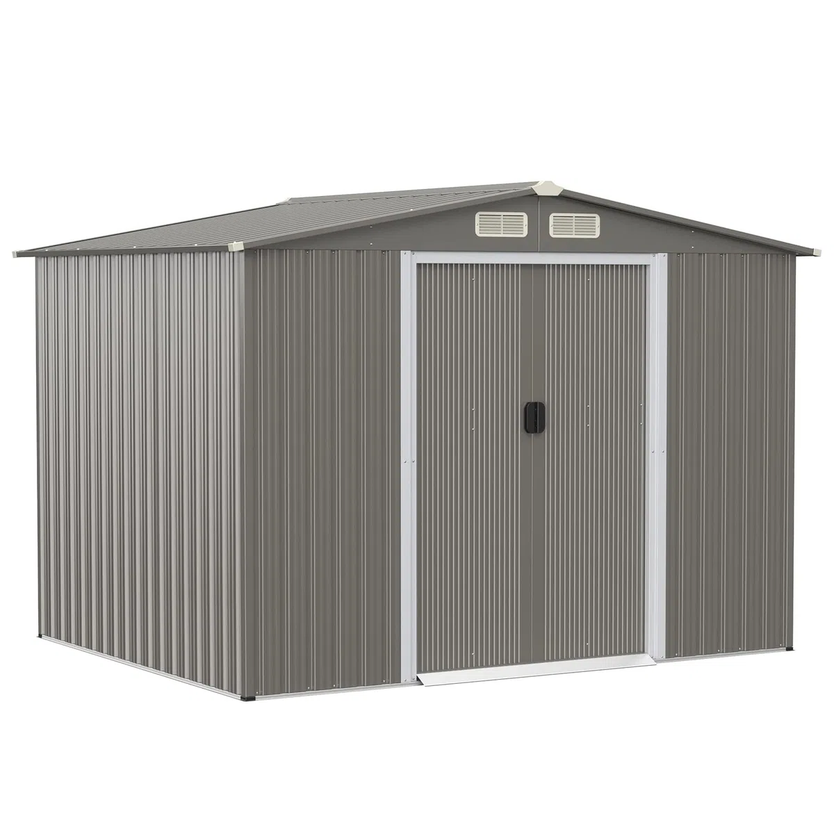 GOPLUS Metall Gerätehaus, Garten Schuppen mit Fenster, Geräteschrank, verzinkter wetterfester Geräteschuppen, im Freien, 4,75 m²/8,34 m³ (Grün)