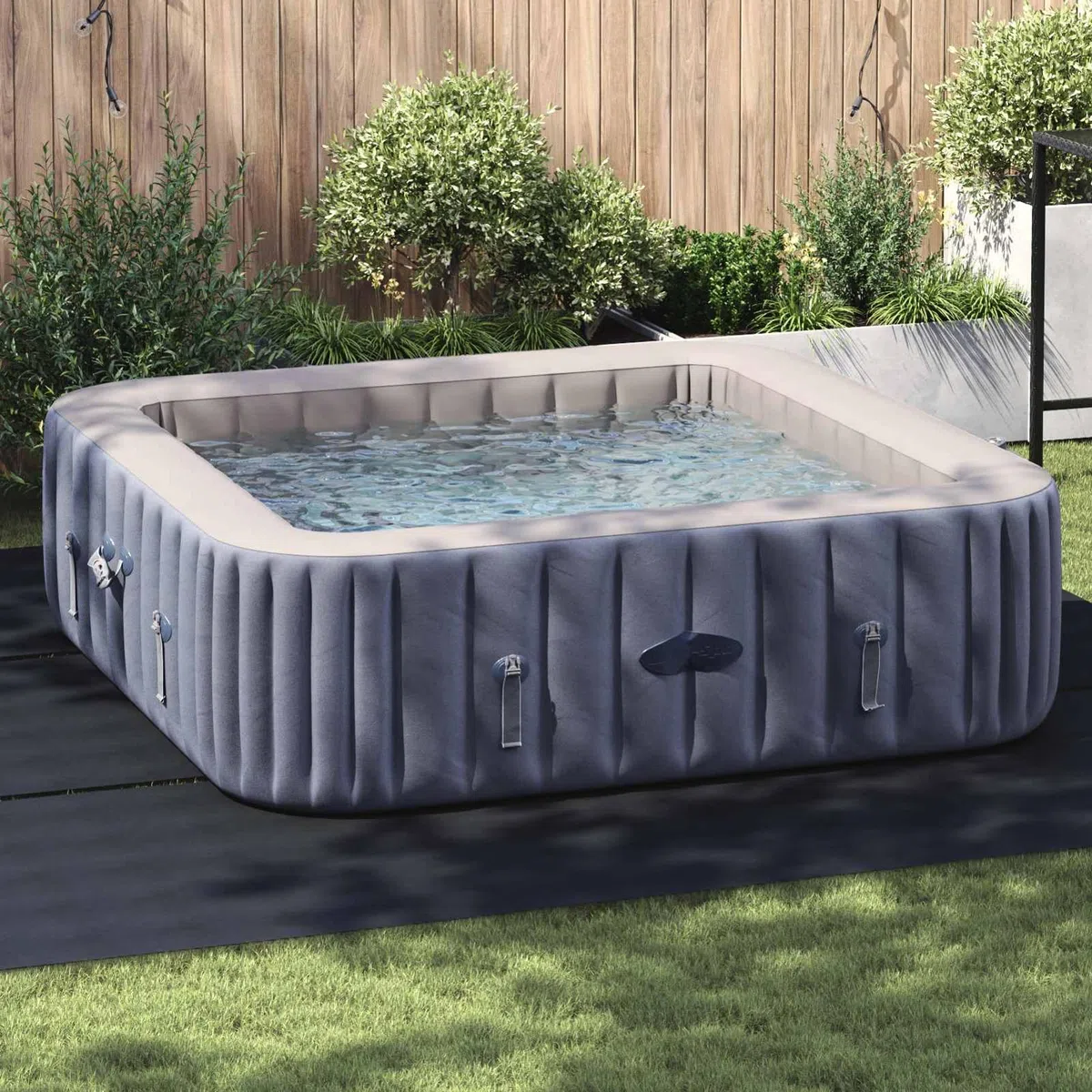 Tidyard Bodenfolie für Pools Schwarz 396 x 396 x 0,1 cm Vliesstoff, Poolmatten Schutzboden Poolunterlage für oberirdische Swimmingpools für Rasen Pflaster Kies42009130