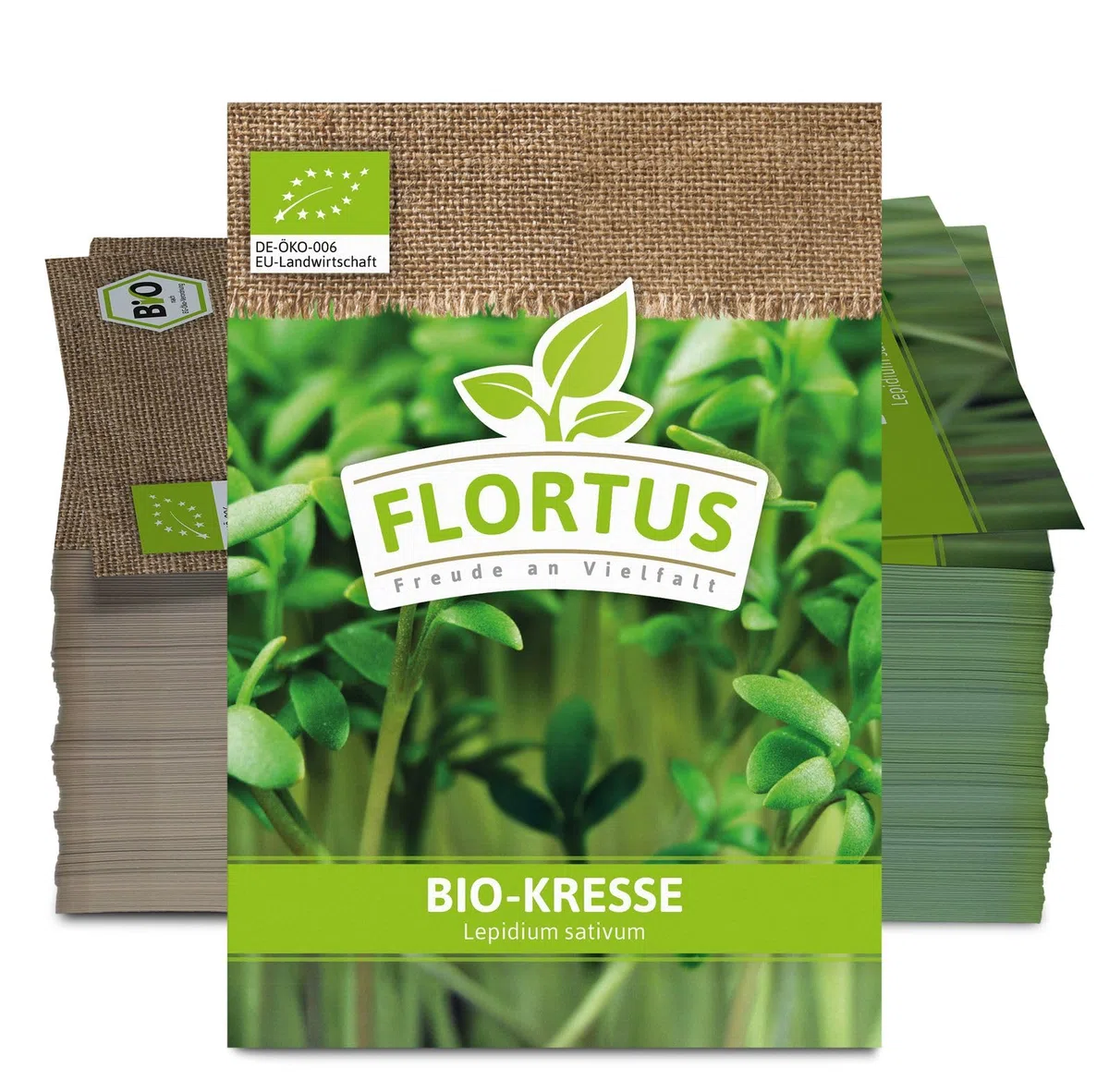 FLORTUS BIO Kressesamen für Gastgeschenke (100 Stück) | Kleine Geschenktüten Sprossen Samen für Kresse als Dankeschön Geschenke & Werbegeschenke | Kräutersamen für Microgreens