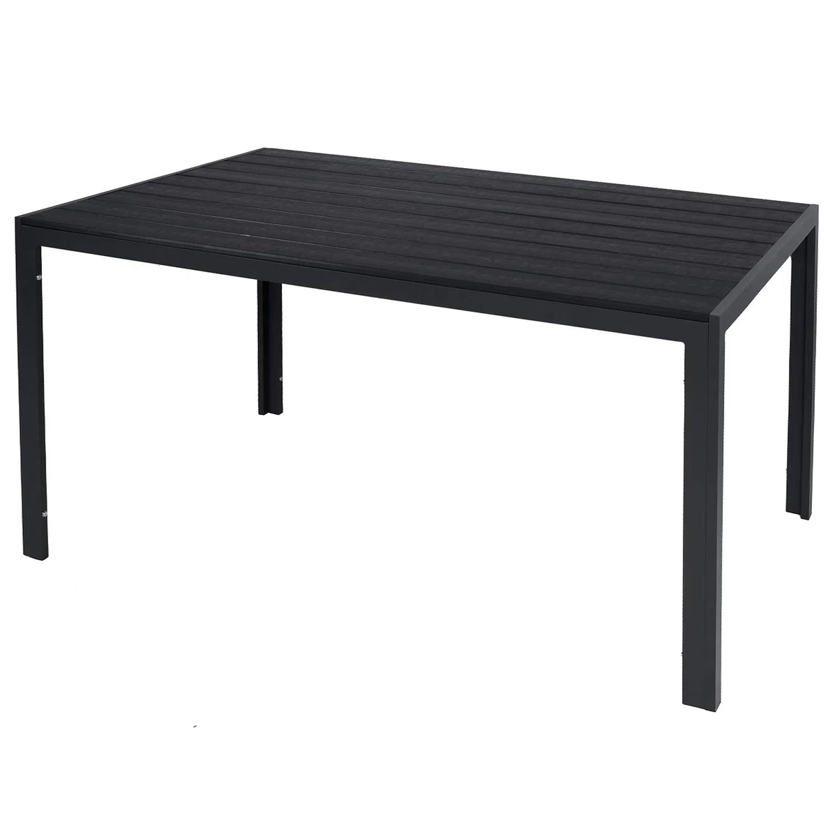Gartentisch anthrazit/schwarz Esstisch Pflegeleicht Gartenmöbel Tisch Aluminium Tischplatte Non Wood Holzimitat wetterfest 150x90x74cm