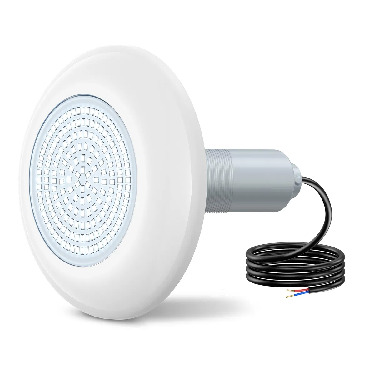 LED Poolscheinwerfer mit 2" Wanddurchführung, 12W Harz Gefüllt Poolbeleuchtung 6000K Nicht Dimmbar, 1200lm,Ø190mm,12V AC/DC Unterwasser LED Poollampe für GFK Fertigbecken Aufstellbecken Holzpool