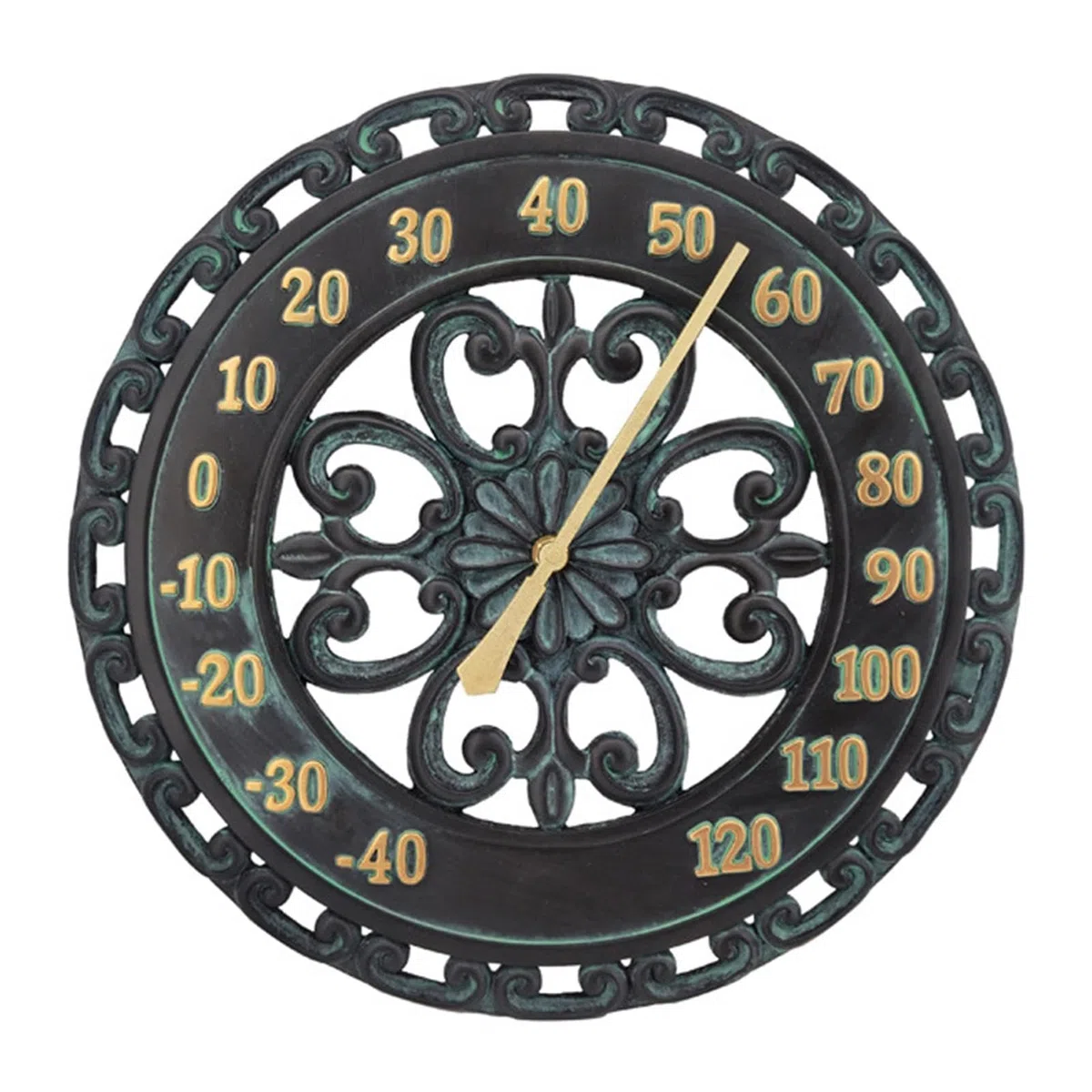 Vintage Gartenthermometer - Nostalgisches Gartenthermometer Wandthermometer | Wasserdicht Temperaturmessgerät Dekoration mit Harz Material in Metalloptik, Temperiermesser | Wandthermometer | Wasserdicht Temperaturmessgerät Dekoration mit Harz Material in