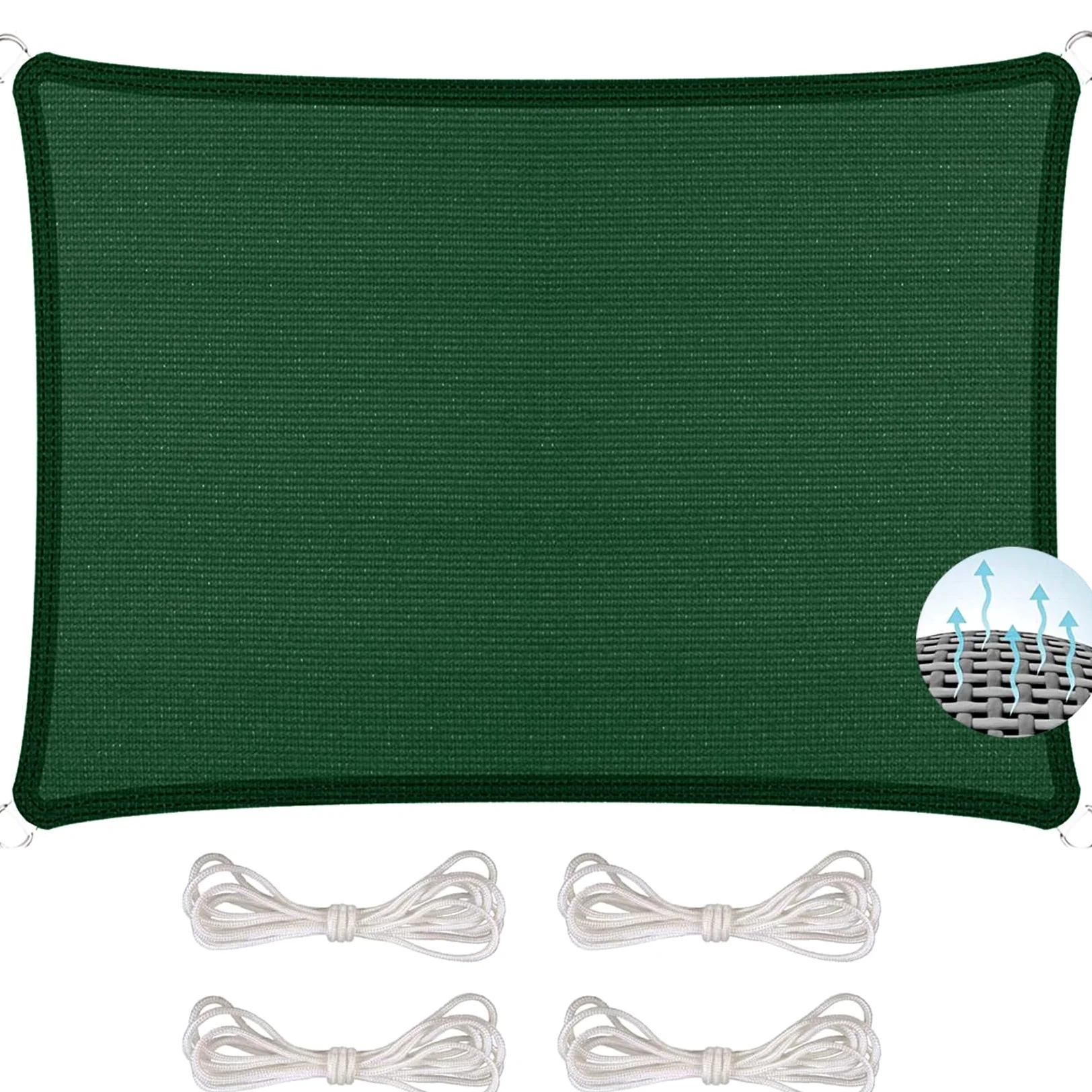 Atmungsaktiver Stoff Dunkelgrün, 250 x 360 cm, wetterfest, 98 % UV-Schutz, reißfestes Polyester, für Terrasse & Garten, Outdoor, Überdachung, Jahreszeiten