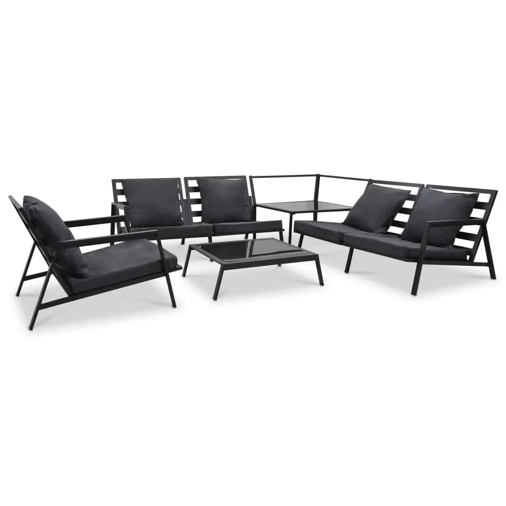 ZEYUAN 5-TLG. Garten-Lounge-Set mit Auflagen, Lounge Gartenmöbel Set, Terassenmöbel Wetterfest, Gartenlounge, Balkon Möbel, Garten Loungemöbel Set, Aluminium Dunkelgrau