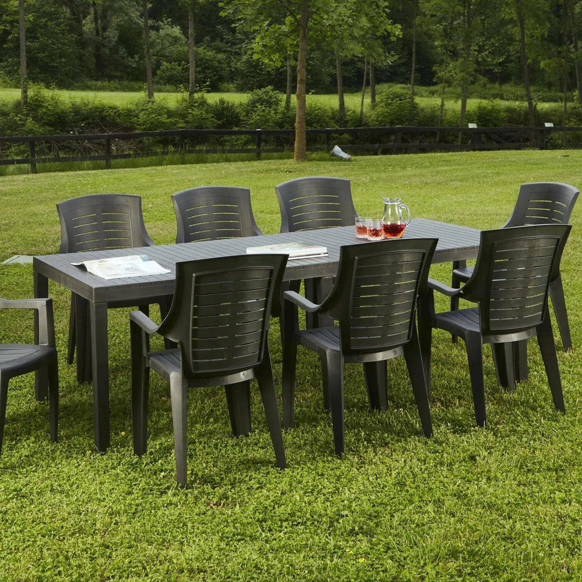 Dmora - Gartentisch Susa, Rechteckiger ausziehbarer EssRegal, ausziehbarer Gartentisch, 100 % Made in Italy, 150x90h72 cm, Anthrazit