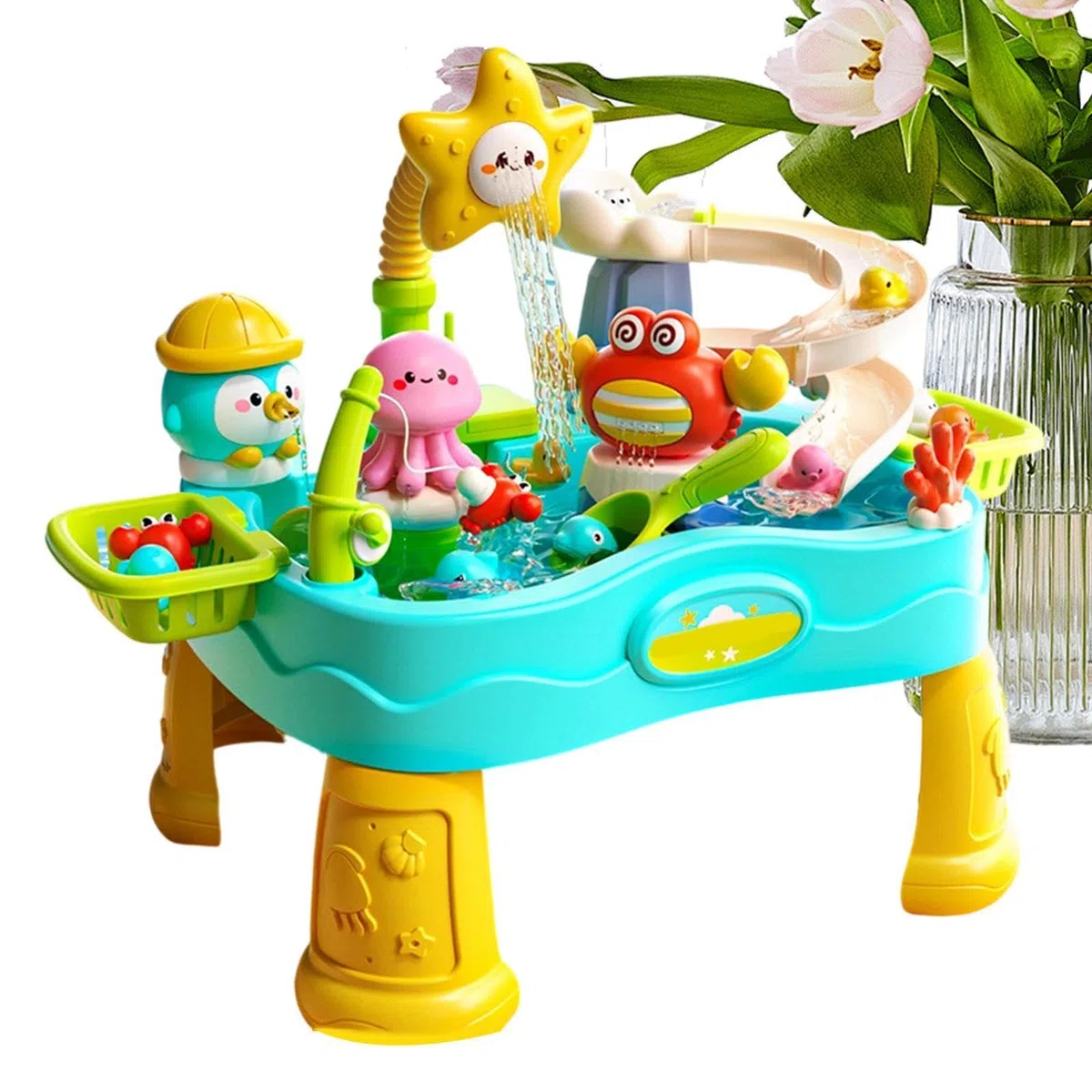 Wasser Aktivitätstisch Farbenfroh tragbar verstellbar Sommer Spielzeug | Sommer Outdoor Wasser Aktivitätstisch für Garten, Pool, , Terrasse, Balkon, Rasen, Wiese