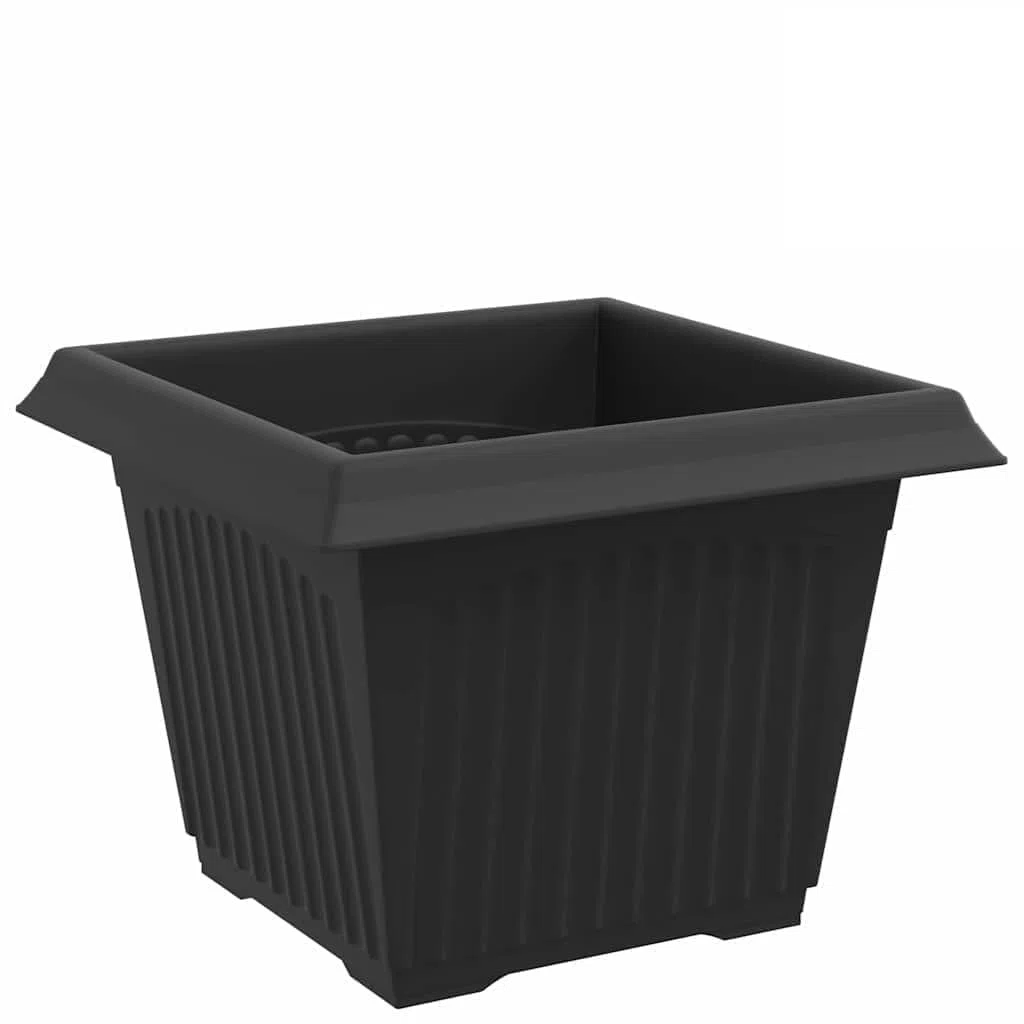 24er Set Quadratischer Blumentopf Schwarz 23 x 23 x 17,5 cm - Moderner Pflanztopf aus Kunststoff für Innen und Außen - Robuster Pflanzkübel mit Entwässerungslöchern für Garten und Balkon