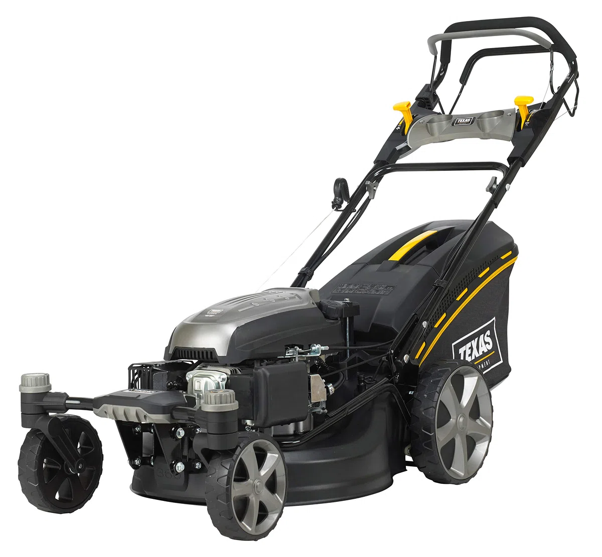 TEXAS Profi Rasenmäher Benzin mit Antrieb Radantrieb E-Start Hochgrasmäher ZT 5110TR/WE Zero Turn 3in1 schwenkbare Vorderachse | sehr wendig | 196cm³ | 4-Takt | 51cm | 4,9PS | 28-75mm | Mulchfunktion