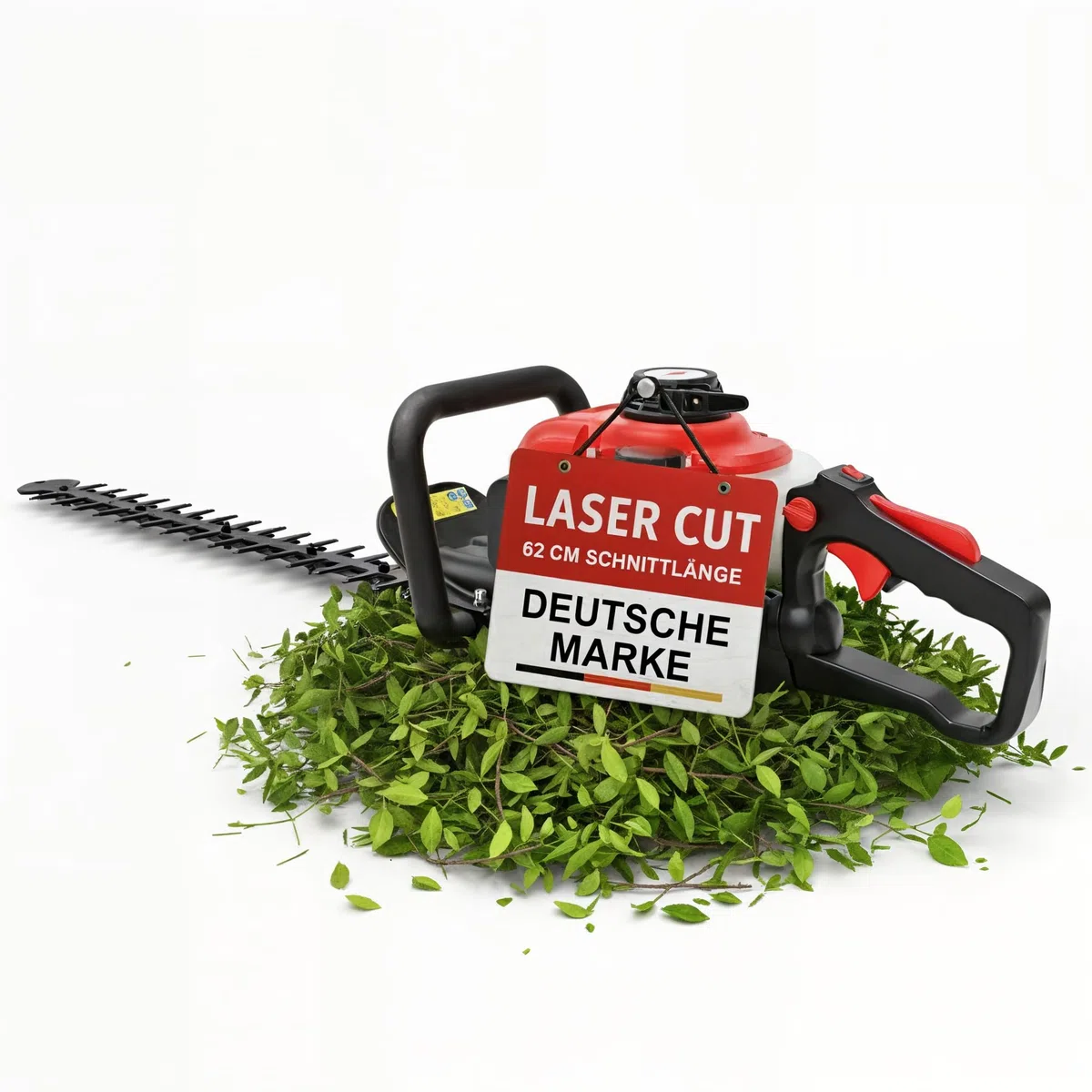ONBEST Benzin Heckenschere 1,02 PS 680 mm mit Drehgriff | 620 mm Schnittlänge, Anstoßschutz, drehbarer Griff und Heckenschere für exakte Heckenpflege