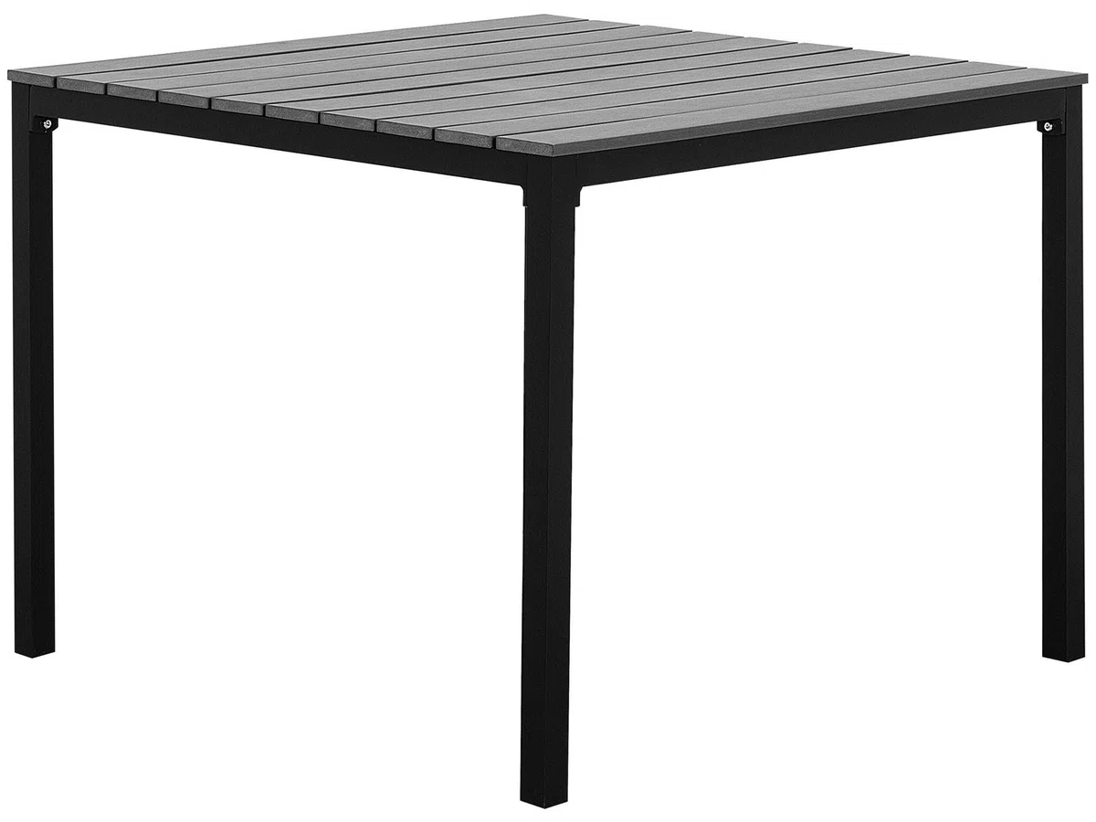 Beliani Gartentisch für 4 Personen 95 x 95 cm Aluminium schwarz Kunstholz grau Prato