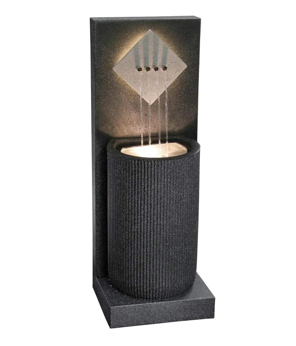 Dehner Gartenbrunnen Triton, Terassenbrunnen frostbeständig, Brunnen für Außen, mit LED Beleuchtung, ca. 96.5 x 36.5 x 33.5 cm, Polyethylen, schwarz | Terassenbrunnen frostbeständig, Brunnen für Außen, mit LED Beleuchtung, Polyethylen