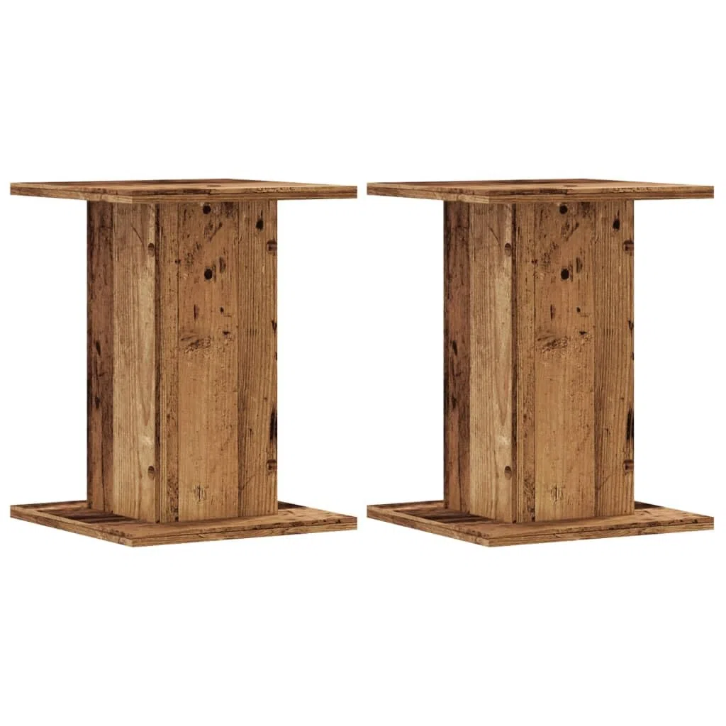 Pflanzenständer 2er Set in Altholz-Optik, 30x30x40 cm Blumenhocker aus Holzwerkstoff,eckige Pflanzensäule für Blumentöpfe und Dekoration
