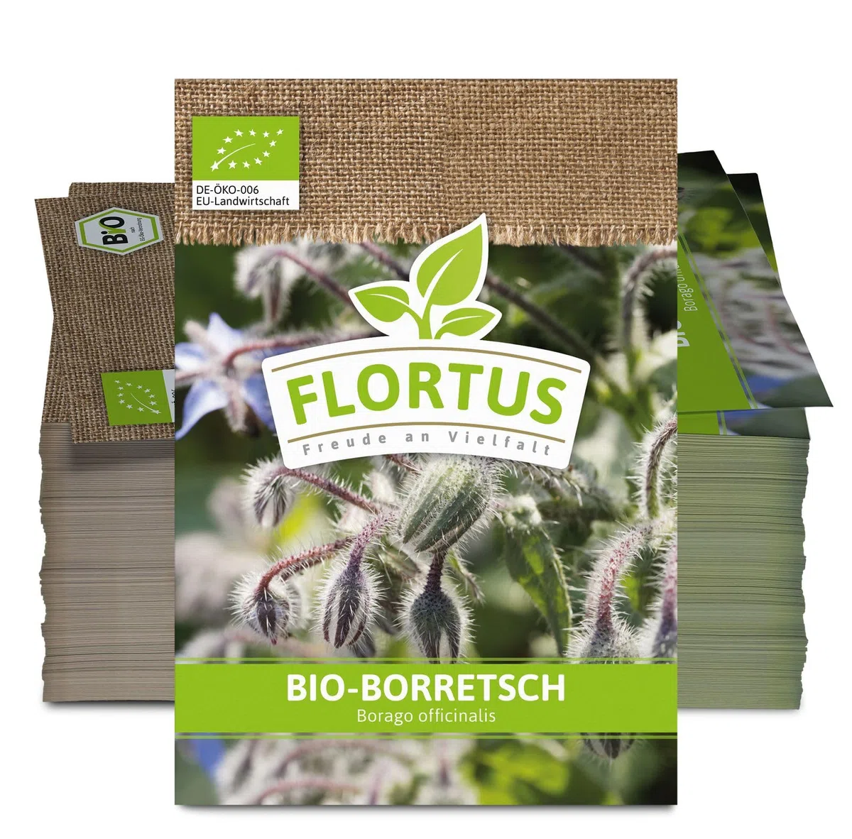 FLORTUS 2000-0202-100x Borretsch (100 Tütchen) (BIO Borretschsamen)