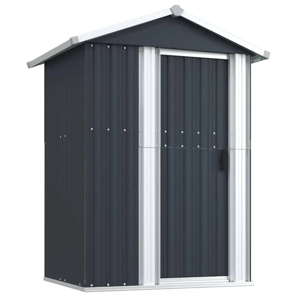 vidaXL Geräteschuppen, Gerätehaus mit Schiebetür, Garten Schuppen für Werkzeuge Poolzubehör Gartengeräte, Gartenhaus, Anthrazit 126x97,5x177cm Verzinkter Stahl
