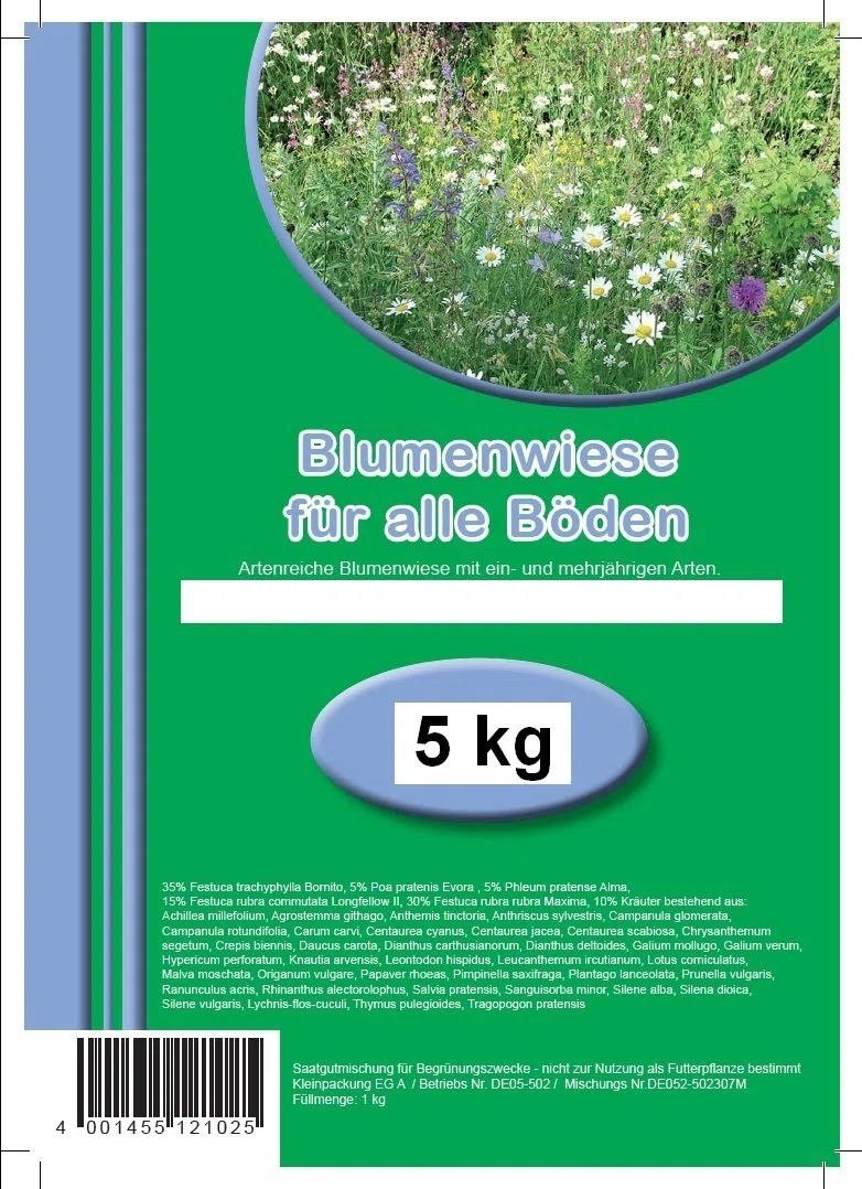 Blumenwiese Blumensamen für alle Böden 5 KG