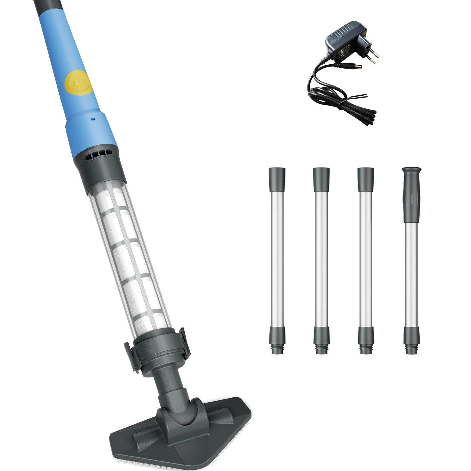Kabelloser Poolreiniger 2-in-1, Wiederaufladbarer Handgerät für Pool & Whirlpool mit bis zu 60 Min Laufzeit, Teleskopstange, ideal für die Bodenreinigung von Aufstellpools