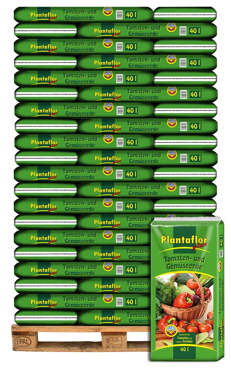 Plantaflor Plus Tomatenerde Gemüseerde Gewächshaus Erde 60x 40 Liter (1 Palette)