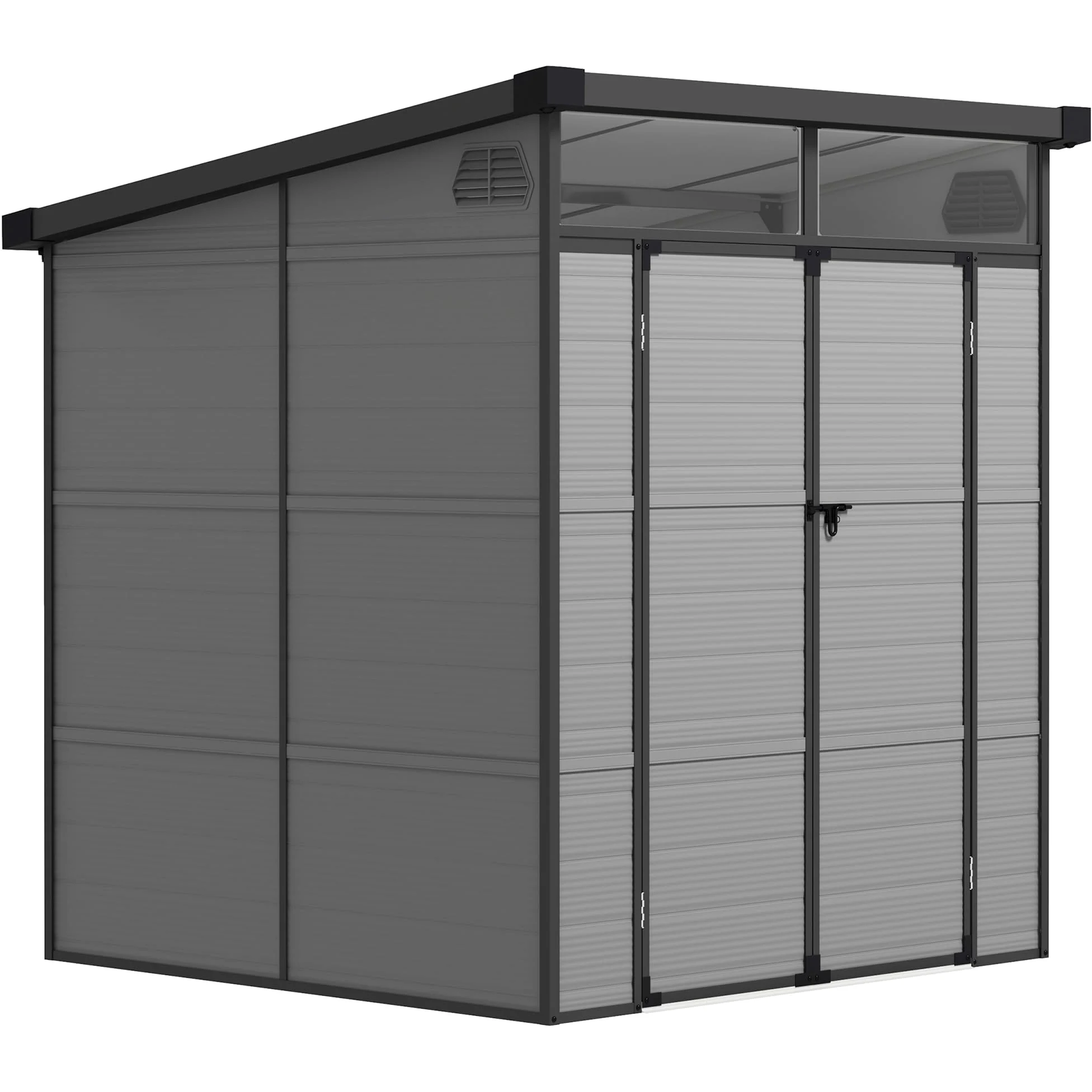 Outsunny Gerätehaus Kunststoff 3,24m³ 190x191x215cm Wetterfestes Hellgrau | Gartenhaus, Pultdach, Abschließbare Tür, Outdoor Geräteschuppen, für Außenbereich Hinterhof