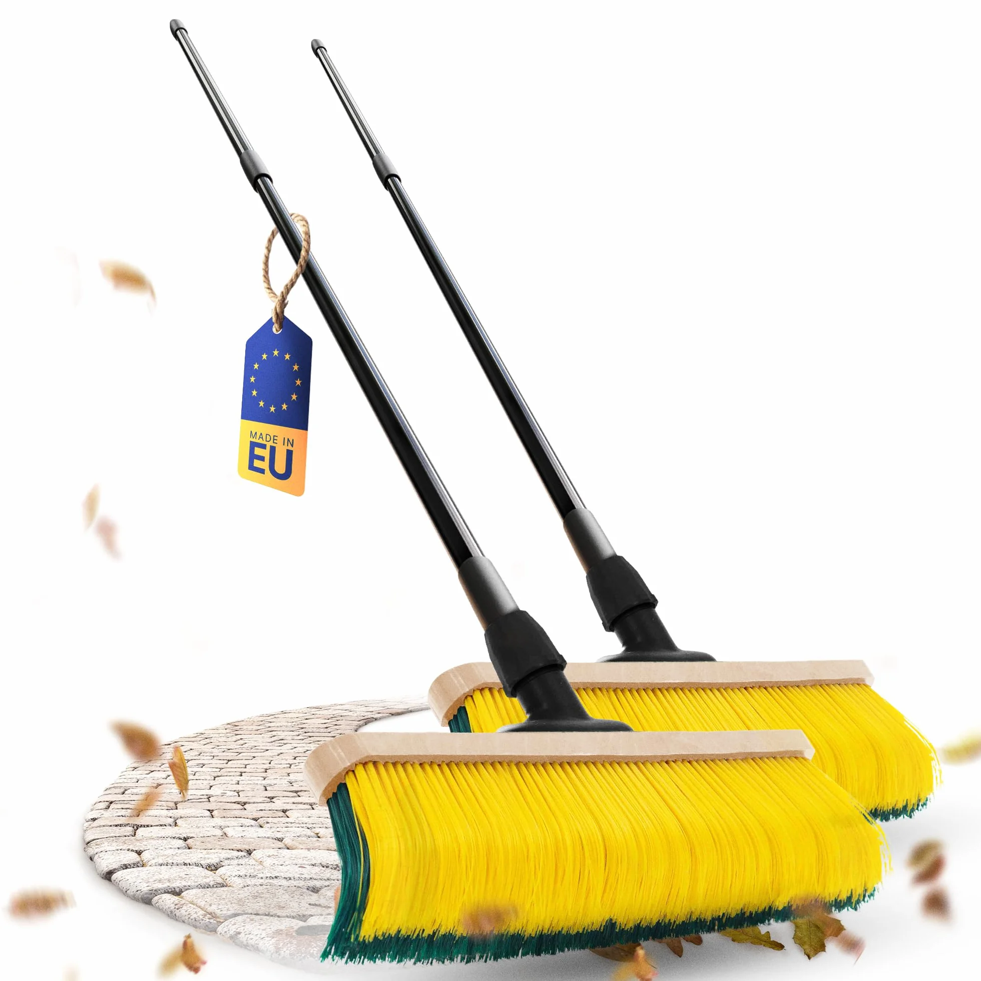 Novaliv 2X Krallenbesen mit Stiel 60cm, Spezialbesen gebogenen Borsten Borsten -Ideal als Gartenbesen, Kratzbesen, Kunstrasen Besen, Optimal für Camping, Straßenbesen